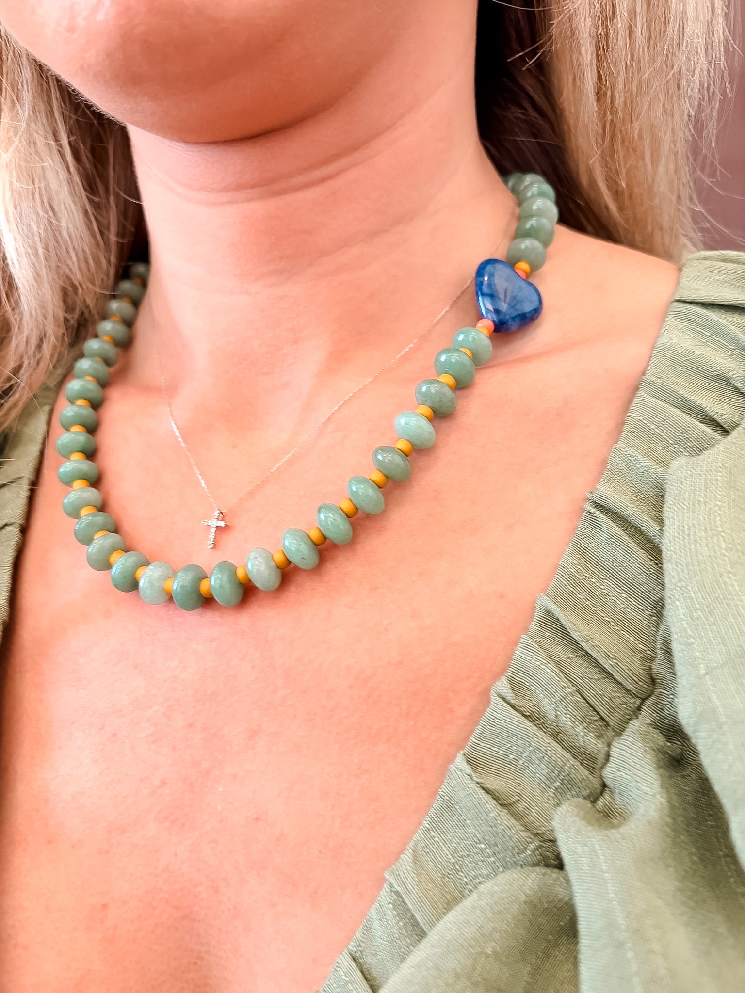 Navy Jade Heart Necklace