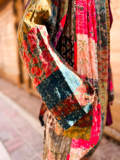 Patchwork Kimono Duster - Tucker Brown