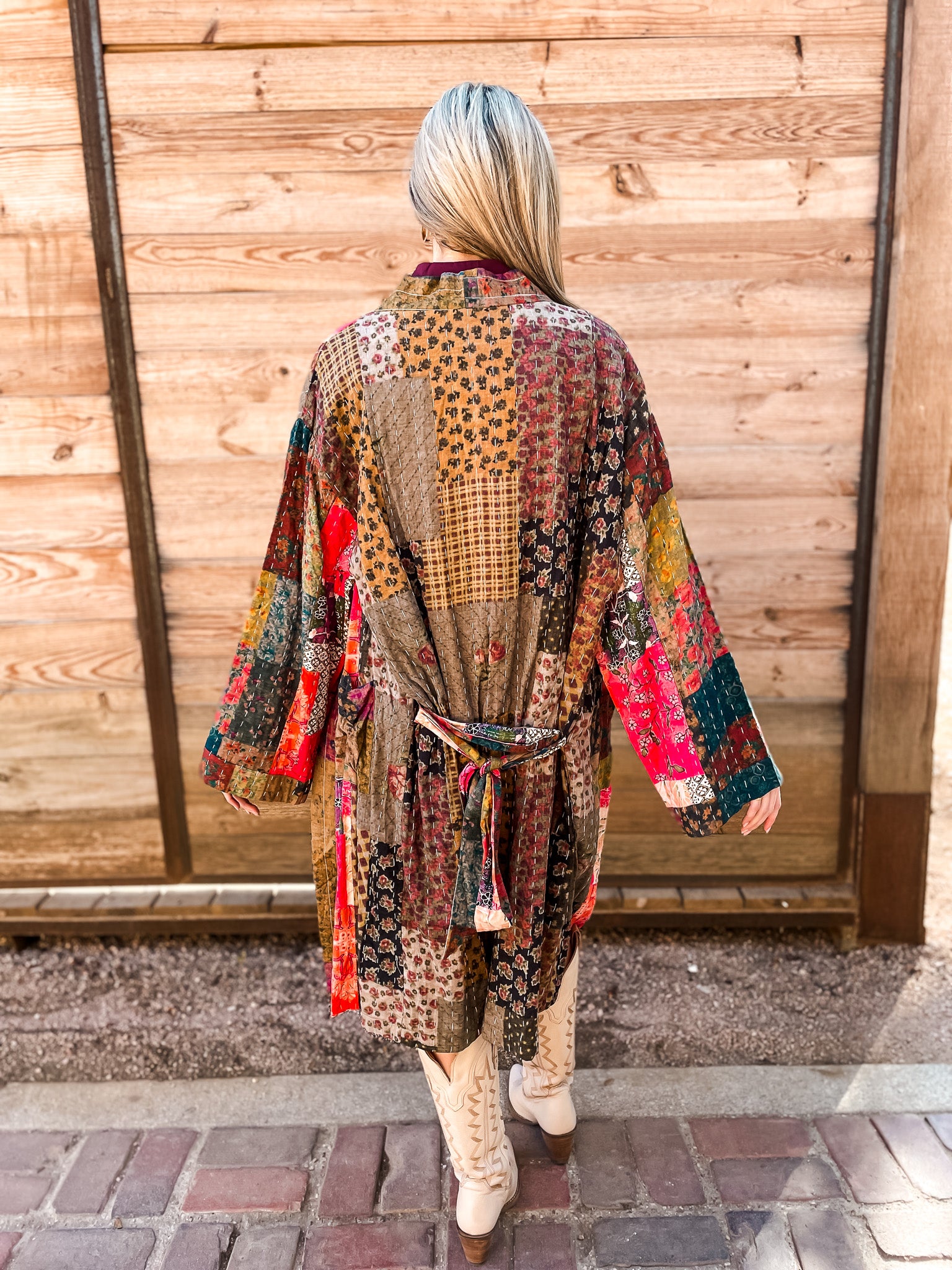 Patchwork Kimono Duster - Tucker Brown