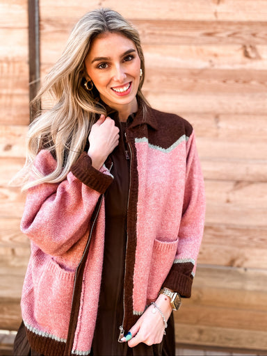 Ropin' Roundup Cardigan - Rose - Tucker Brown