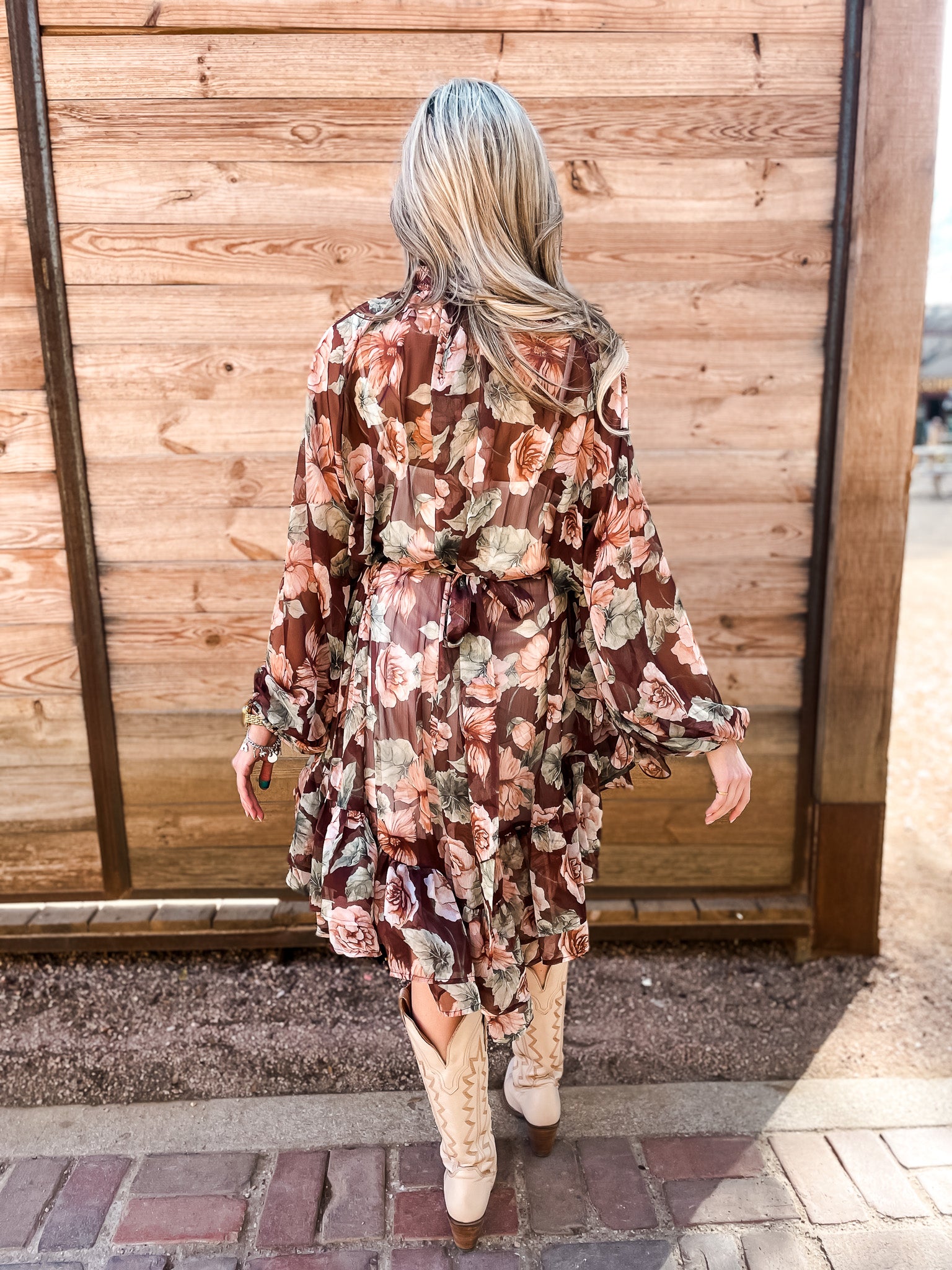 Cocoa Garden Sheer Dress - Tucker Brown