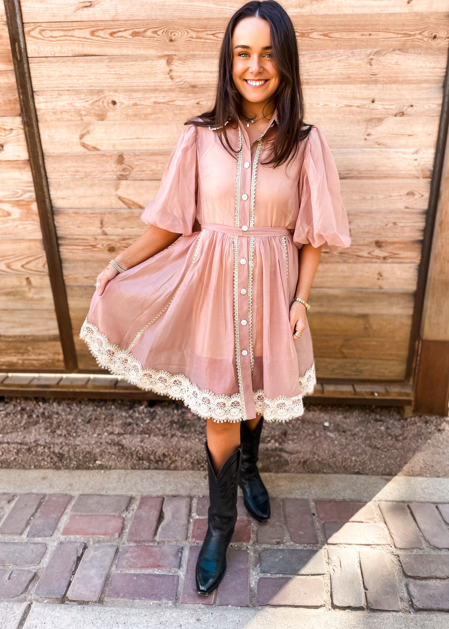 Starlight Sheer Dress - Tan