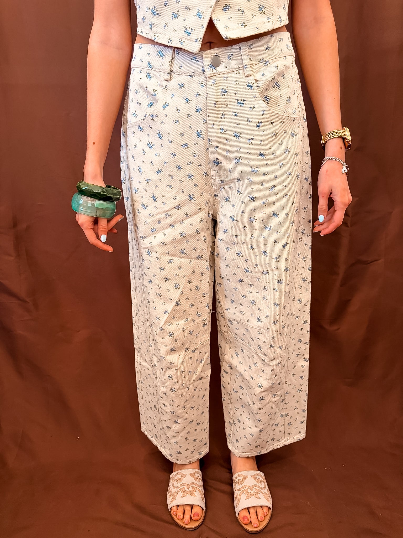 Floral Denim Jean - Blue