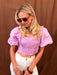 Smocked Puff Sleeve Top - Lilac - Tucker Brown