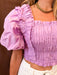 Smocked Puff Sleeve Top - Lilac - Tucker Brown