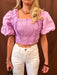 Smocked Puff Sleeve Top - Lilac - Tucker Brown