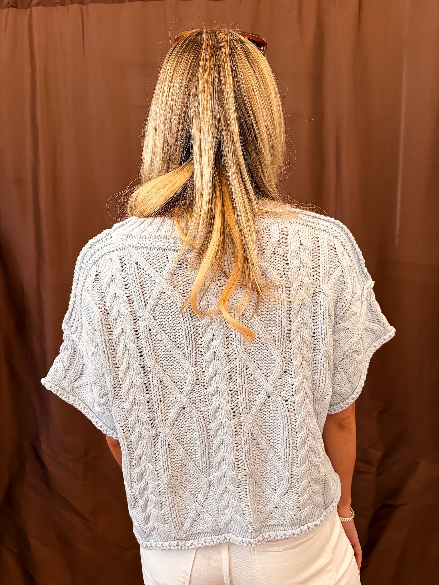 Cable Girl Sweater - Light Blue