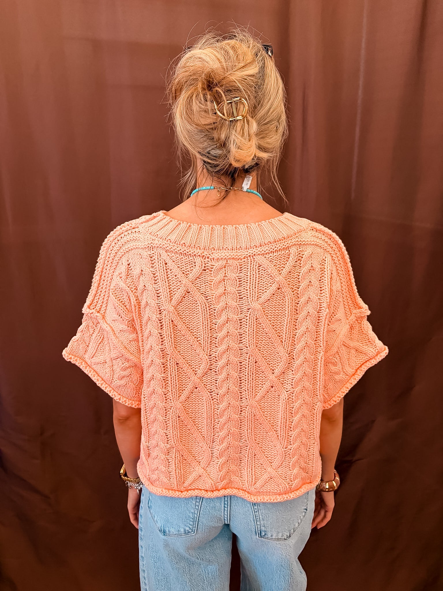 Cable Girl Sweater - Coral