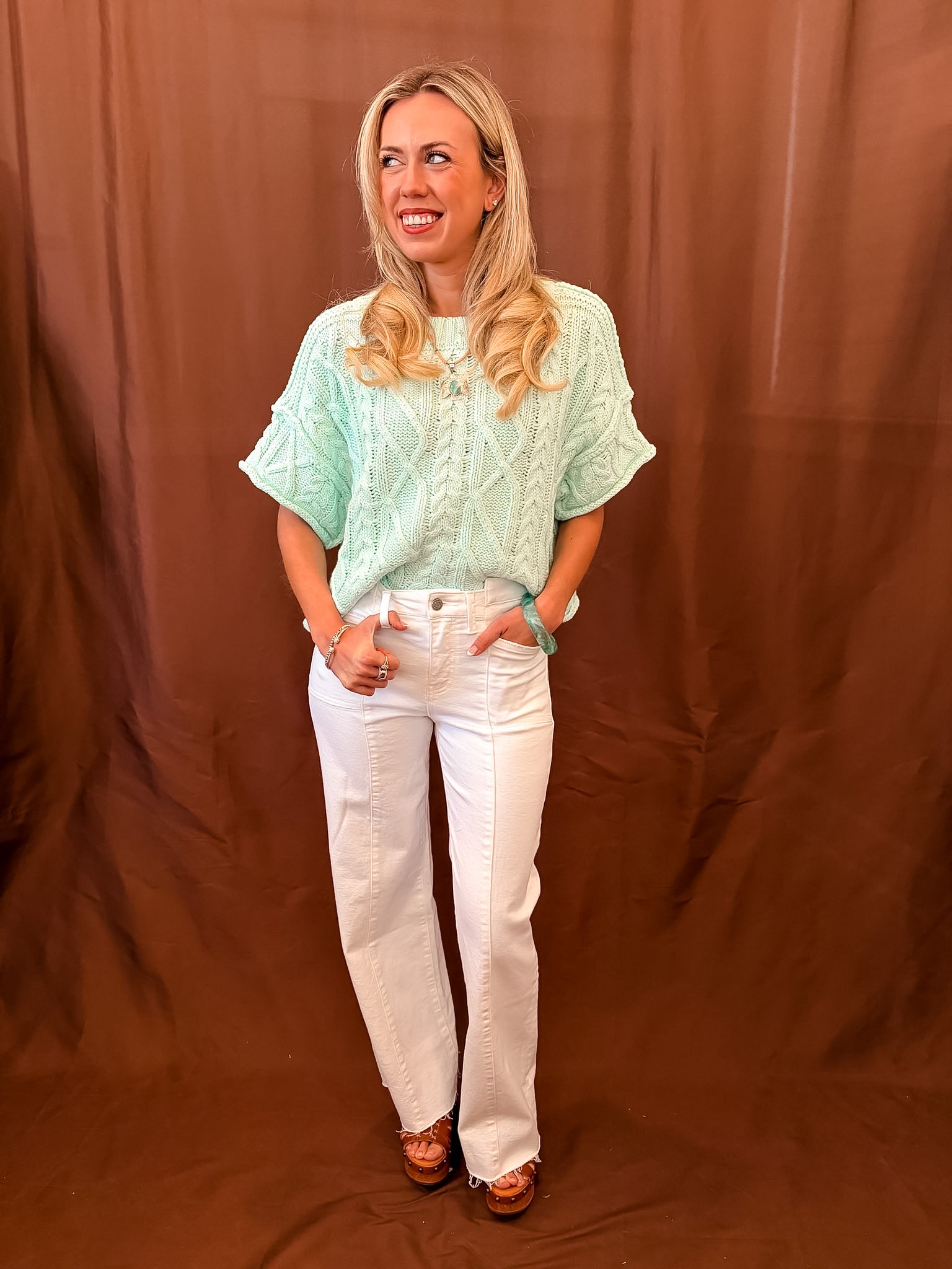 Cable Girl Sweater - Mint