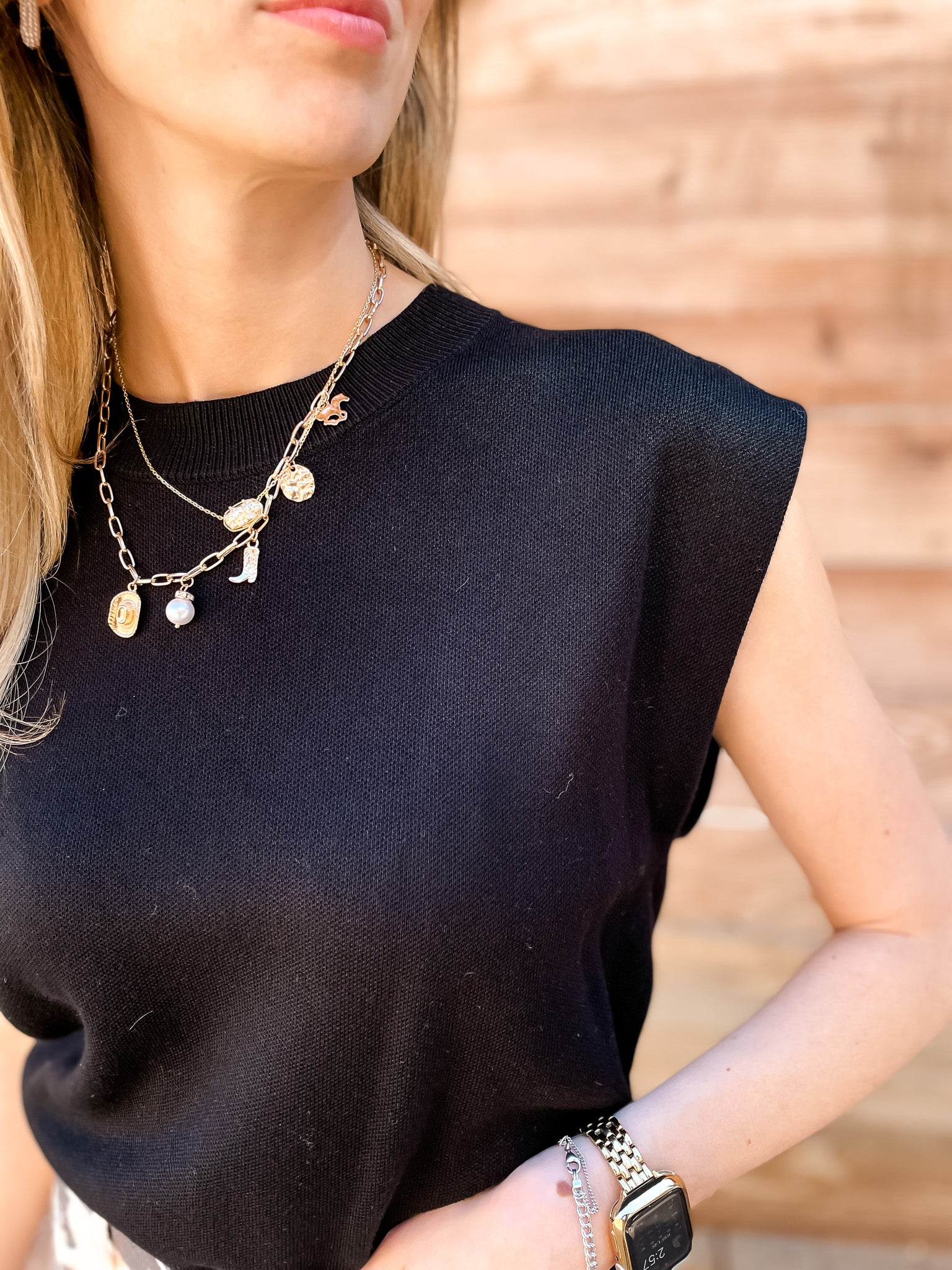 Four Square Sweater Vest - Black - Tucker Brown