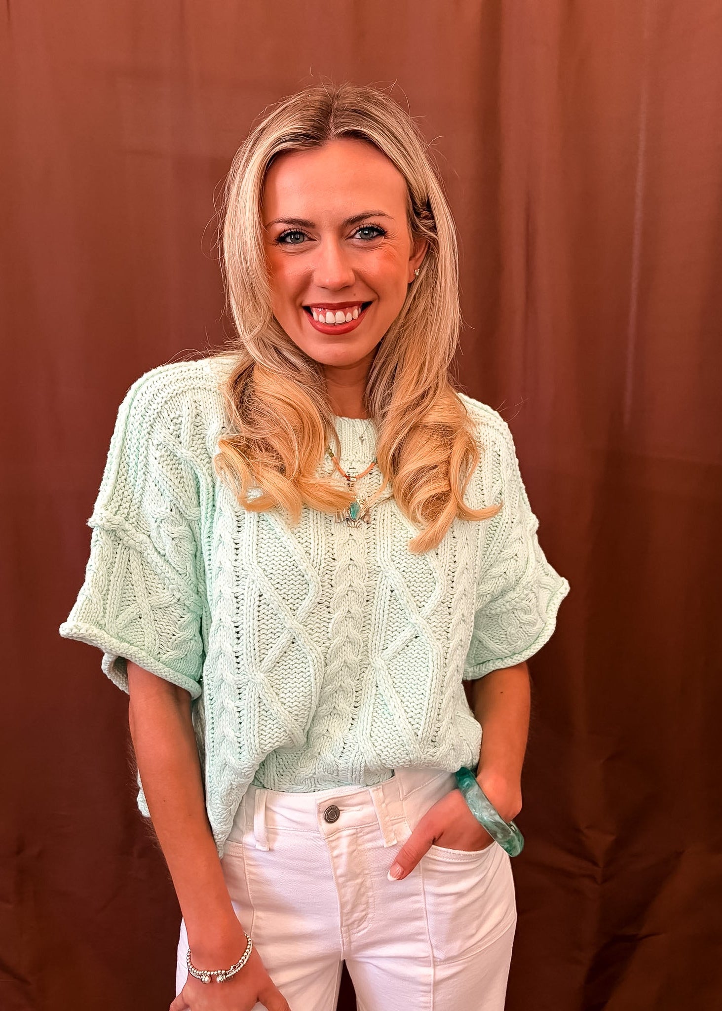 Cable Girl Sweater - Mint