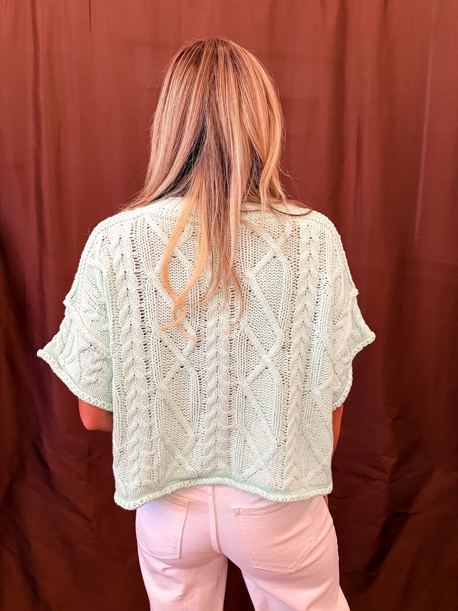 Cable Girl Sweater - Mint