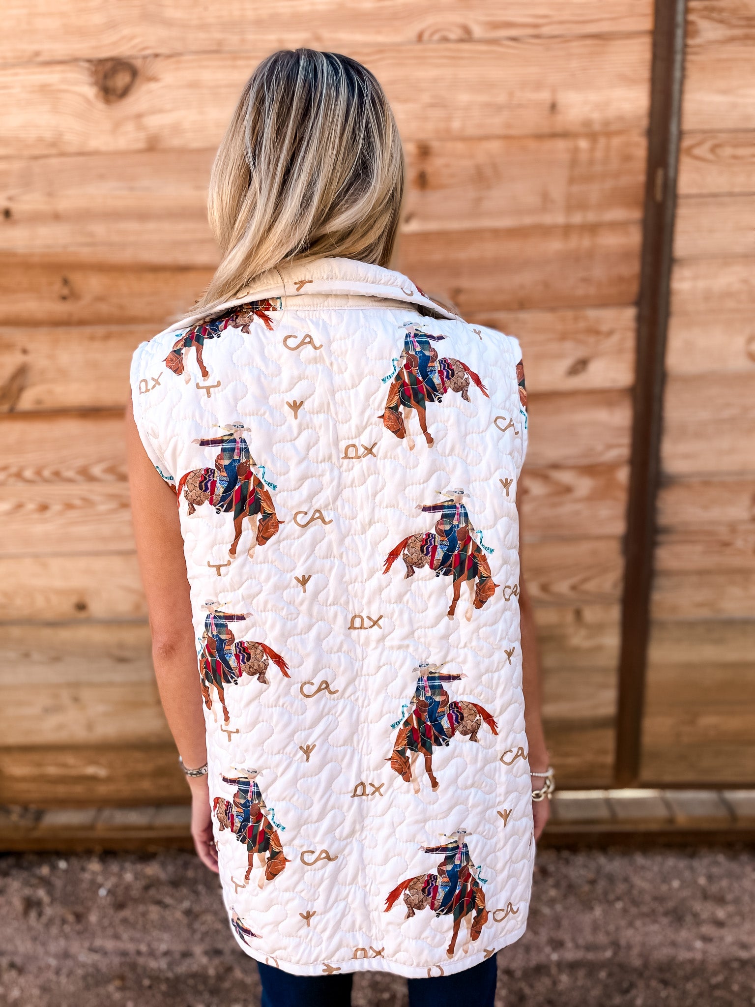 Branded Bronco Quilted Vest - Tucker Brown