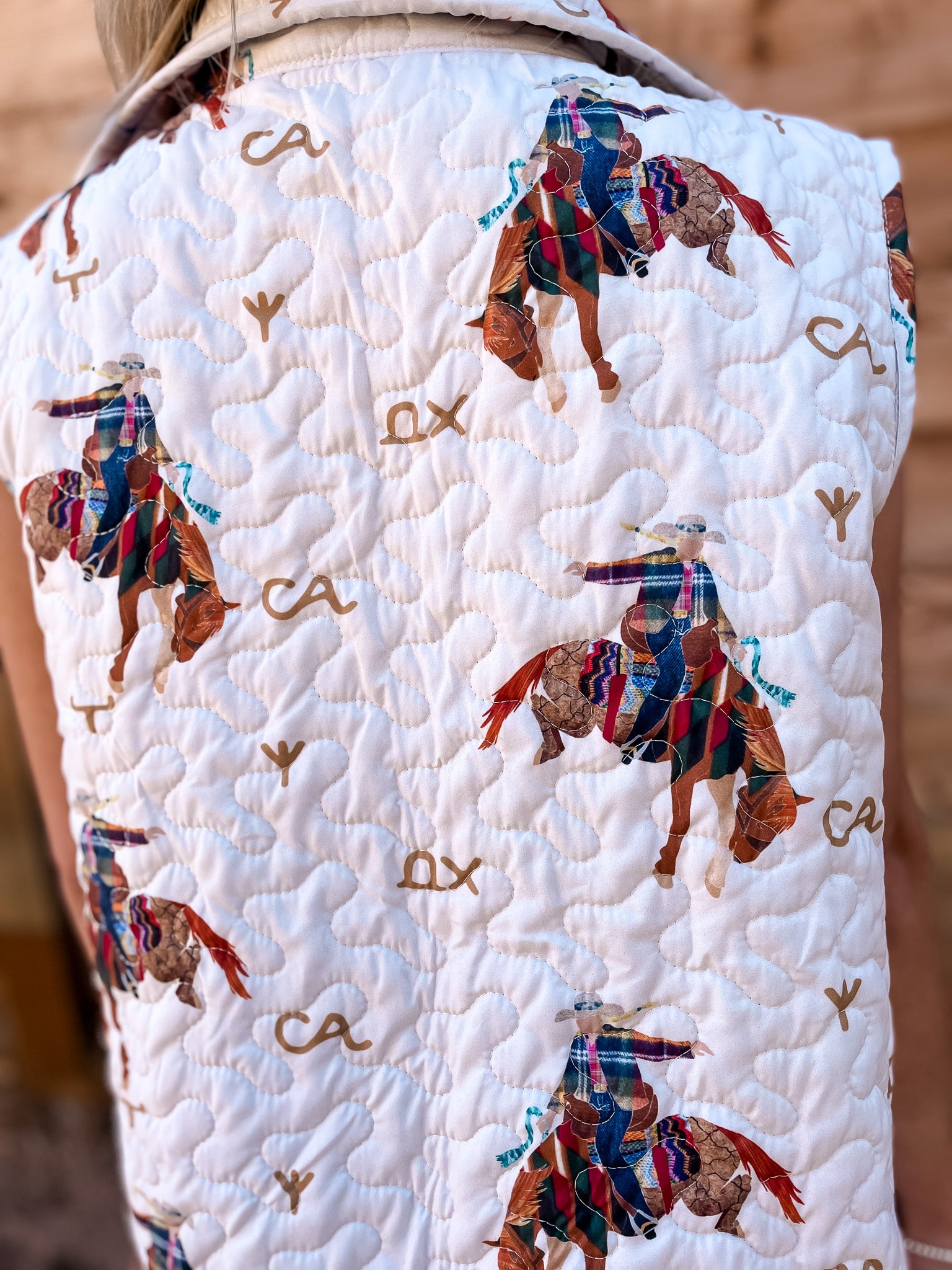 Branded Bronco Quilted Vest - Tucker Brown