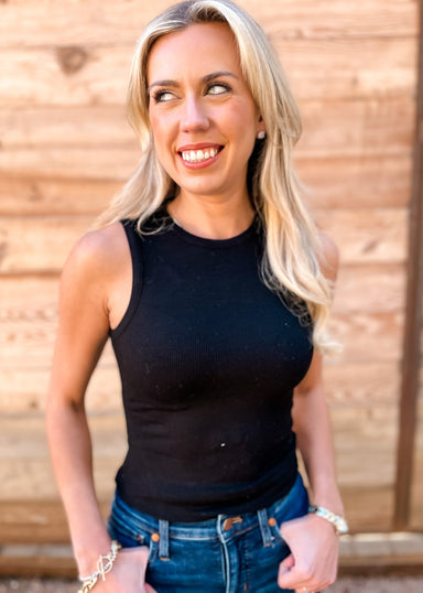 Round Neck Bodysuit - Black - Tucker Brown