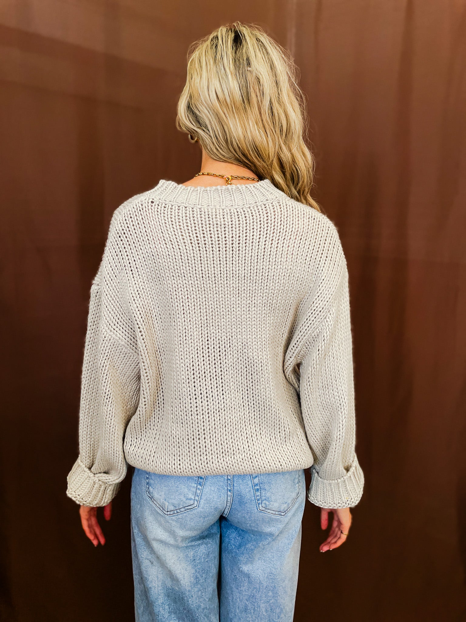 Tied Up Horseshoe Sweater - Natural - Tucker Brown