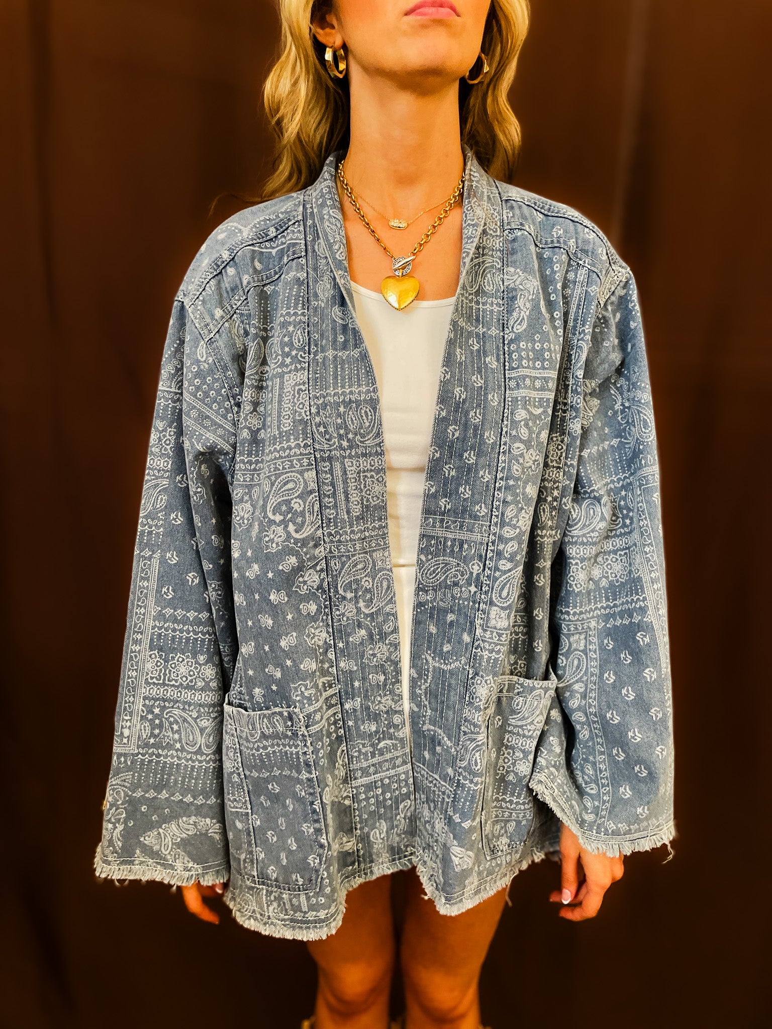 Vintage Bandana Denim Jacket - Tucker Brown