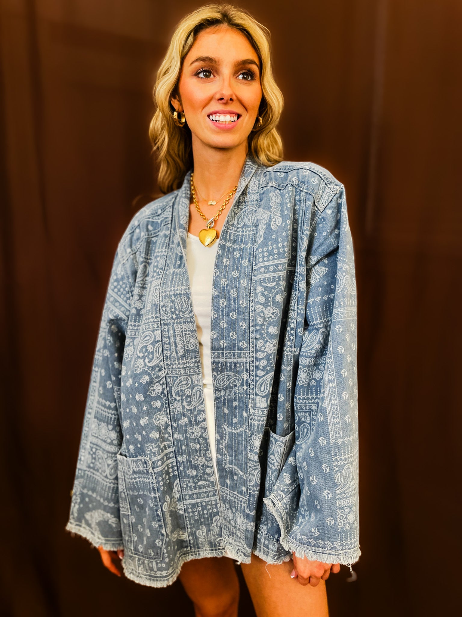 Vintage Bandana Denim Jacket - Tucker Brown