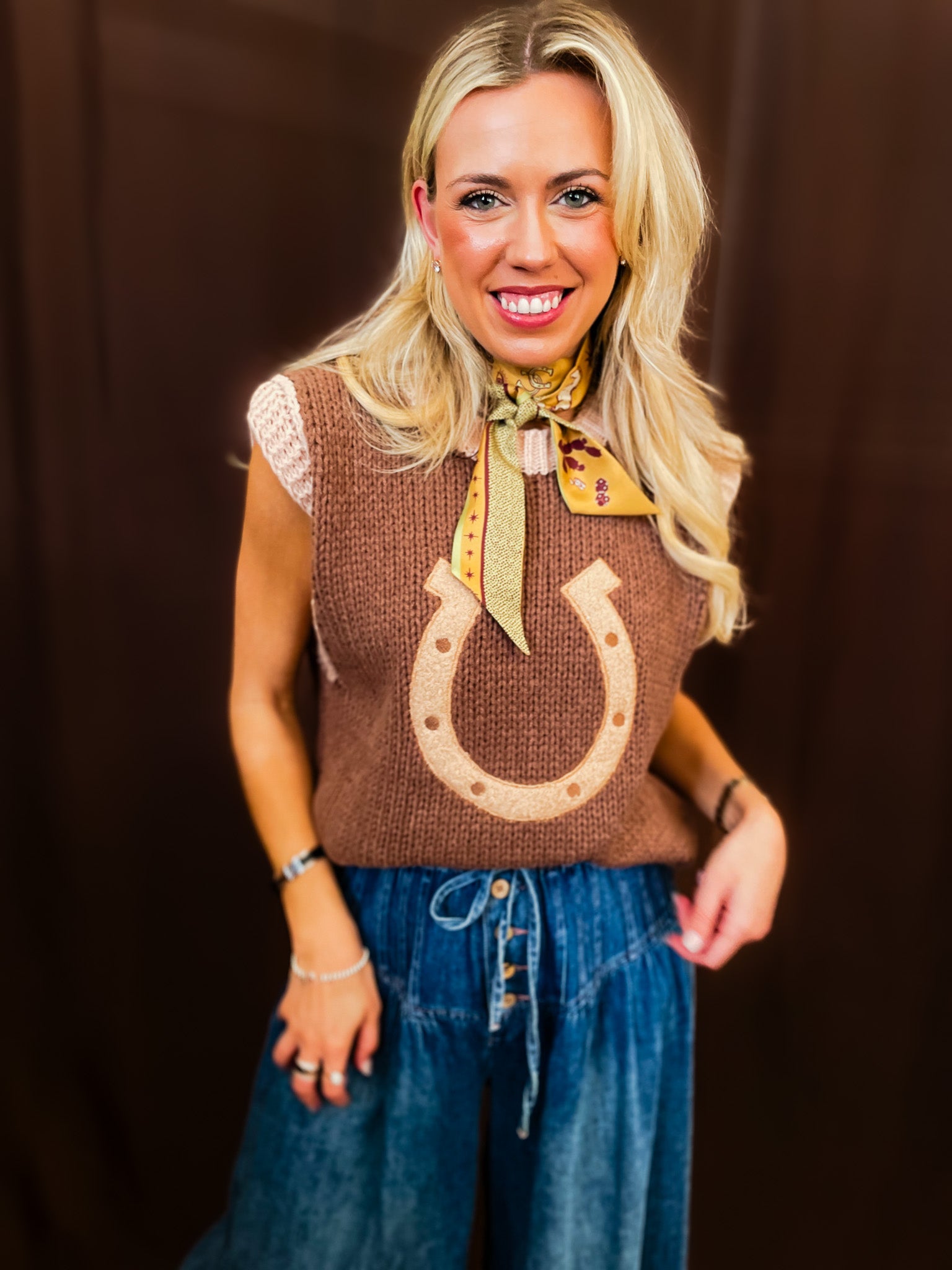 Western Horseshoe Vest - Brown - Tucker Brown