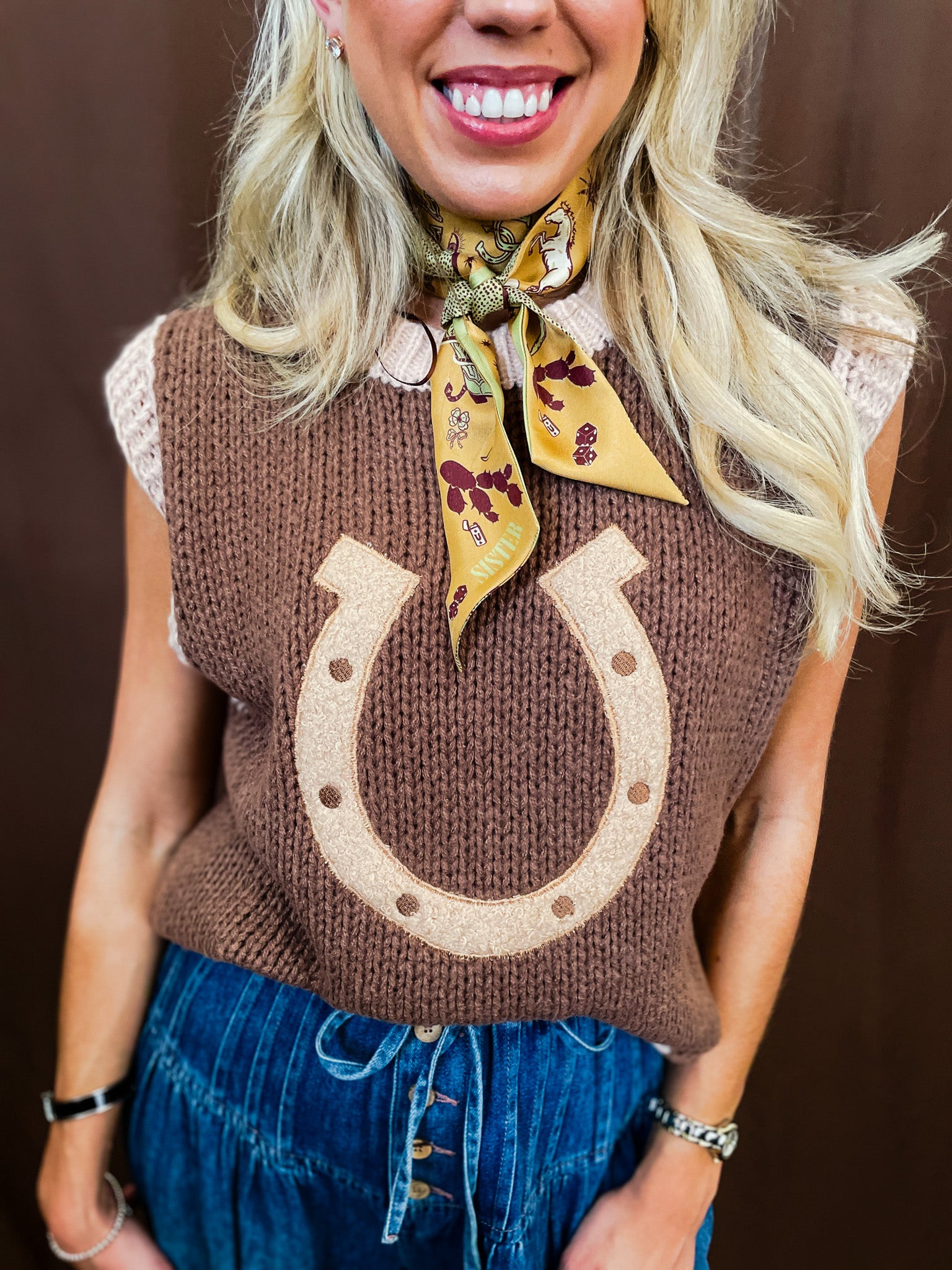 Western Horseshoe Vest - Brown - Tucker Brown
