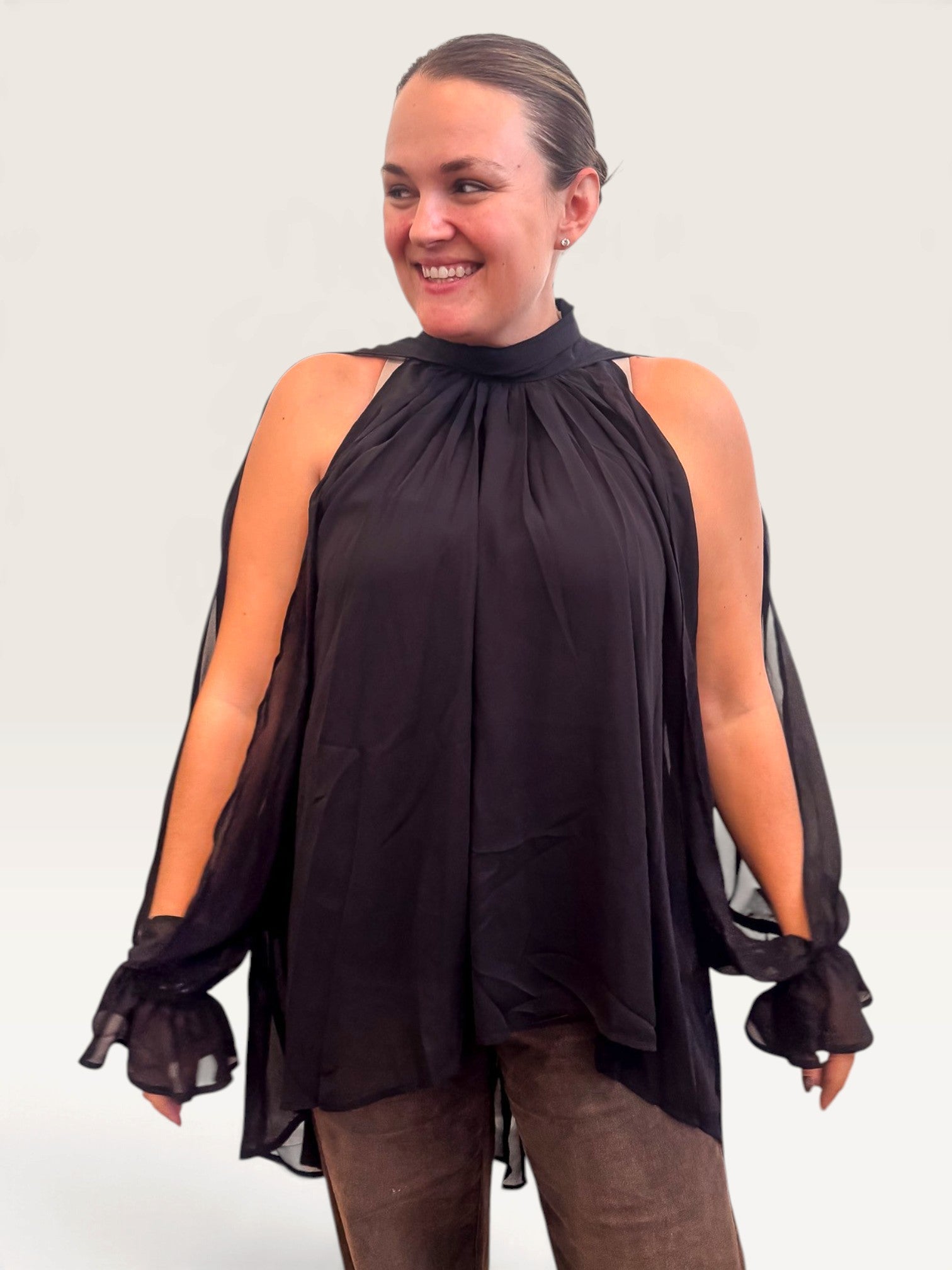Too Cool High Low Blouse - Black