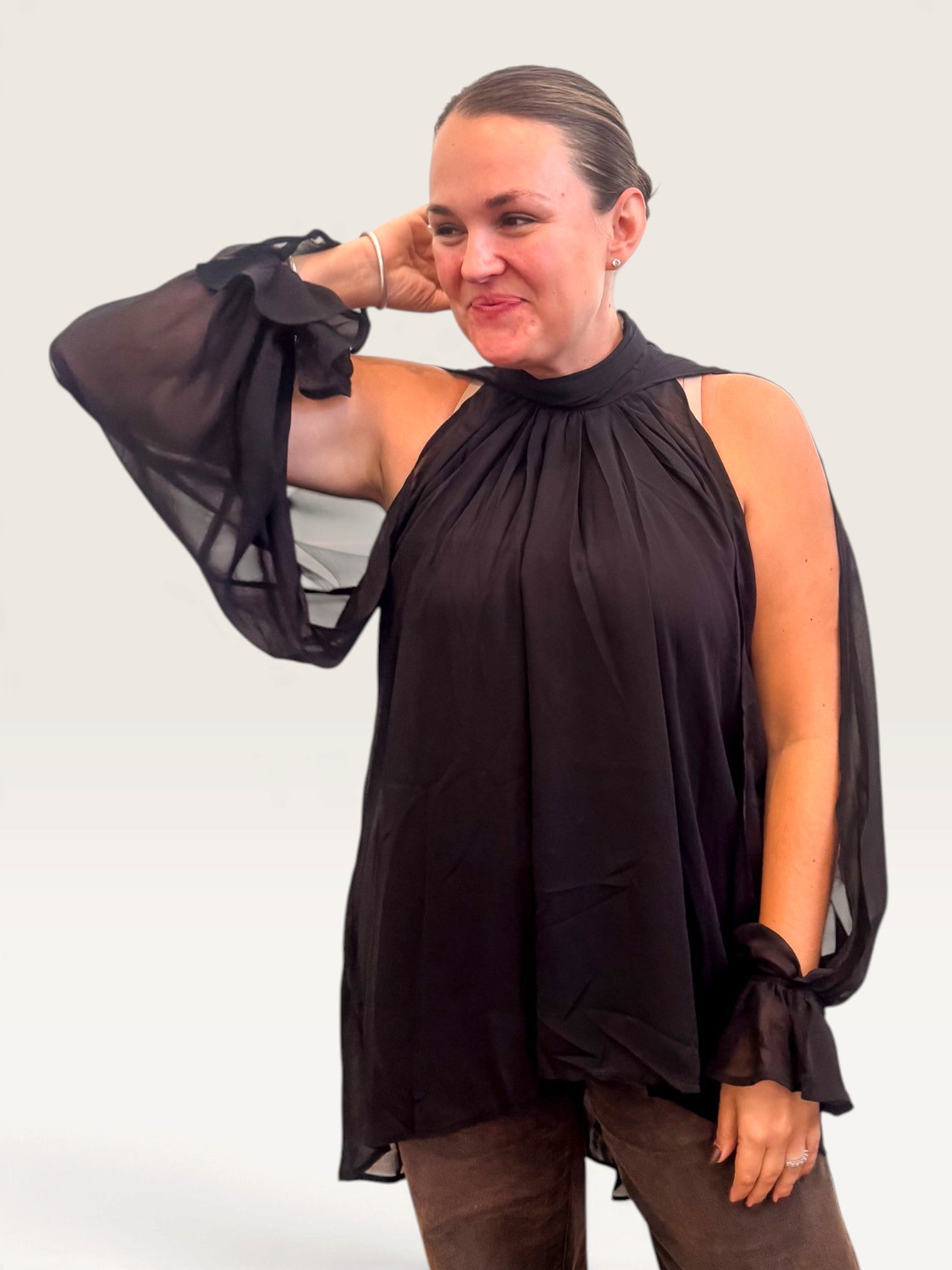 Too Cool High Low Blouse - Black