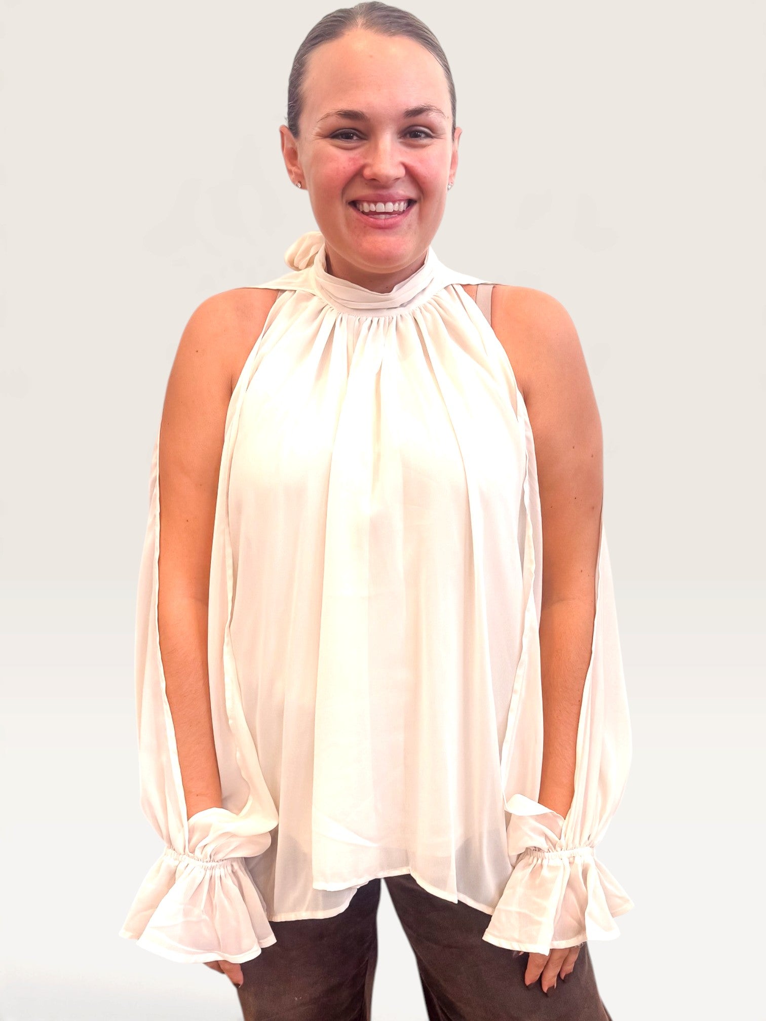 Too Cool High Low Blouse - Cream