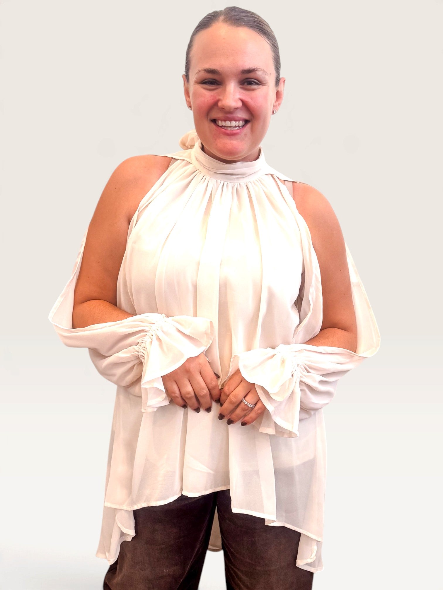 Too Cool High Low Blouse - Cream