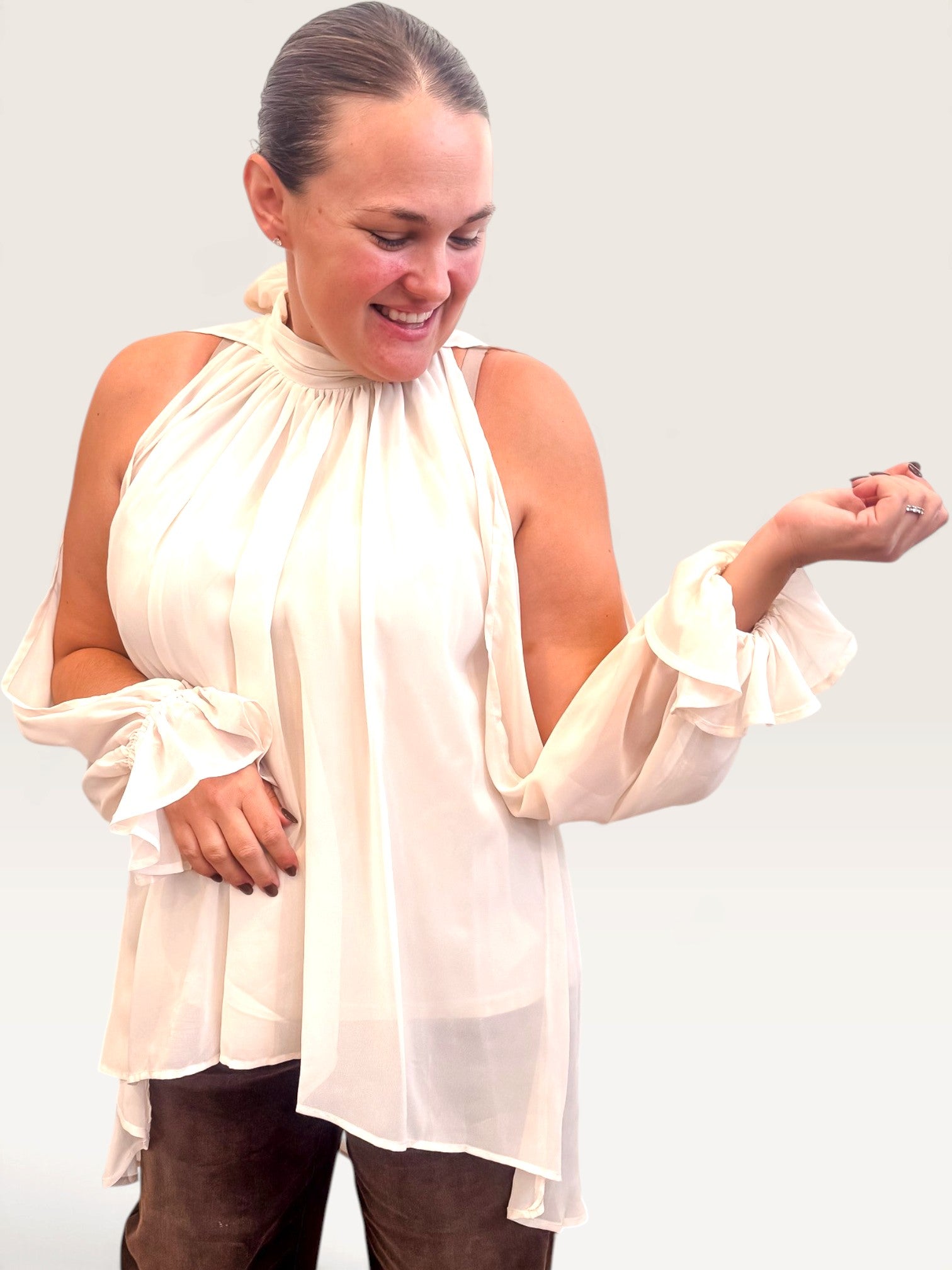 Too Cool High Low Blouse - Cream