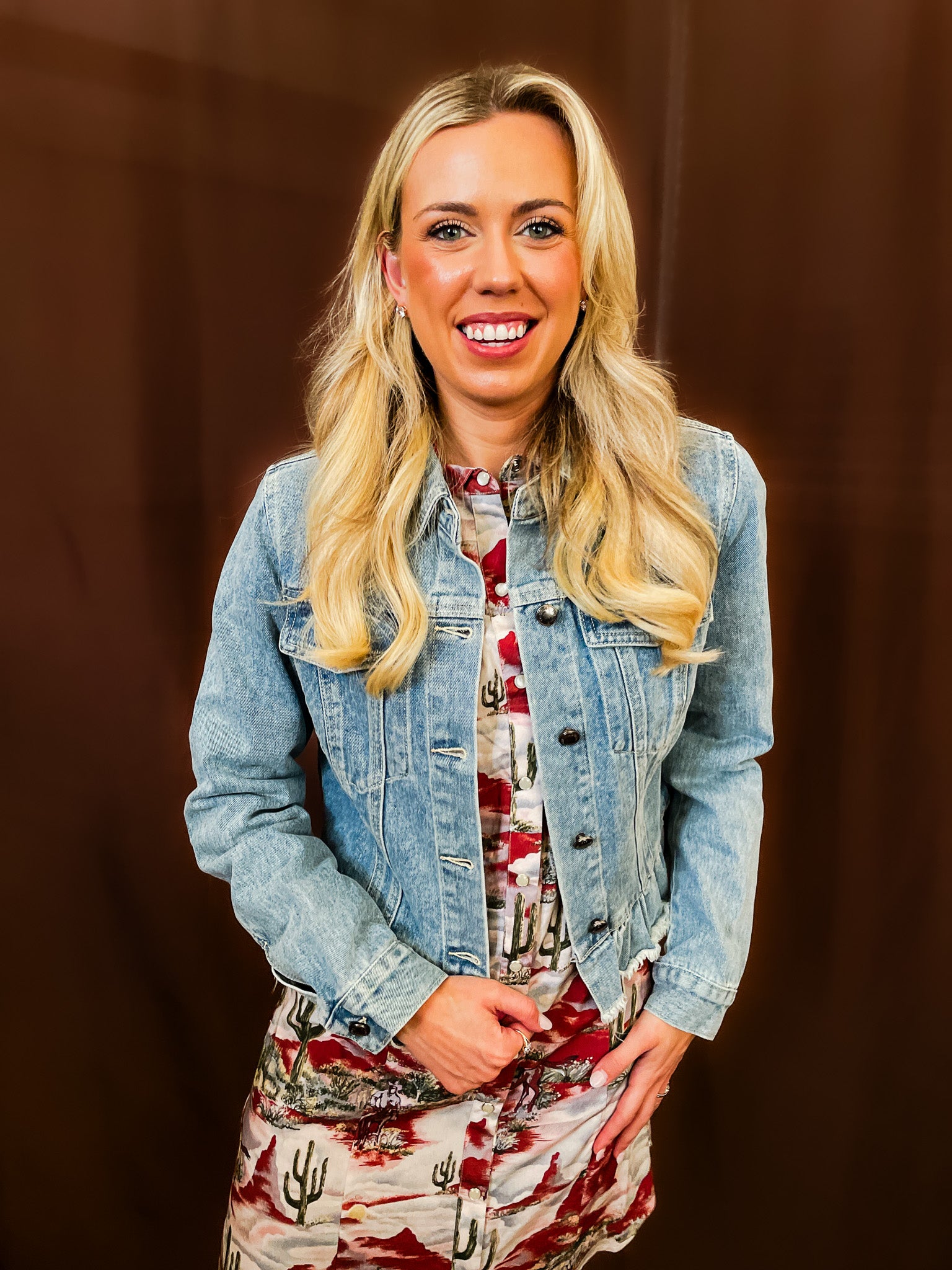 Ruffle Me Up Denim Jacket - Tucker Brown