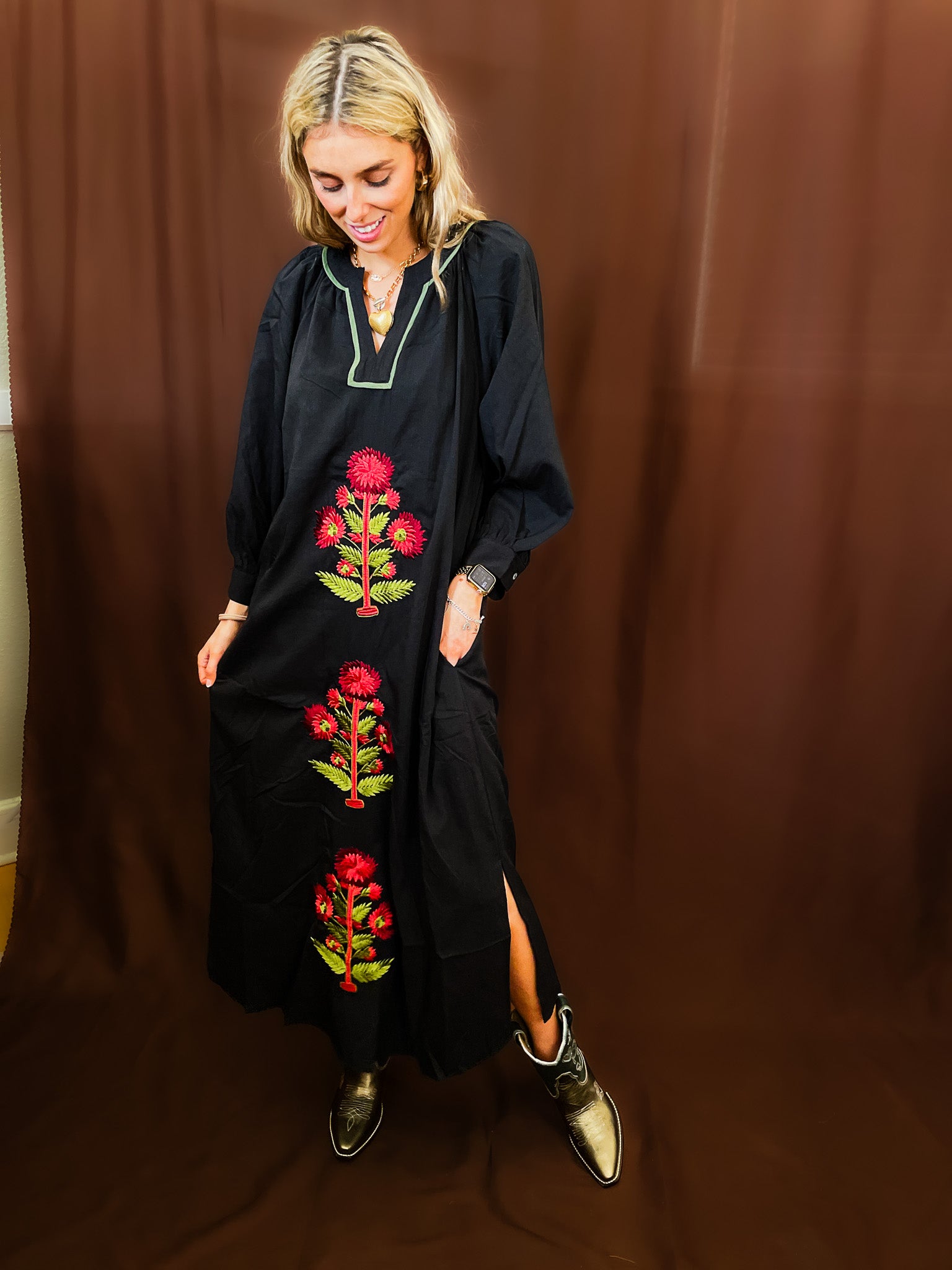 Black Out Floral Dress - Tucker Brown