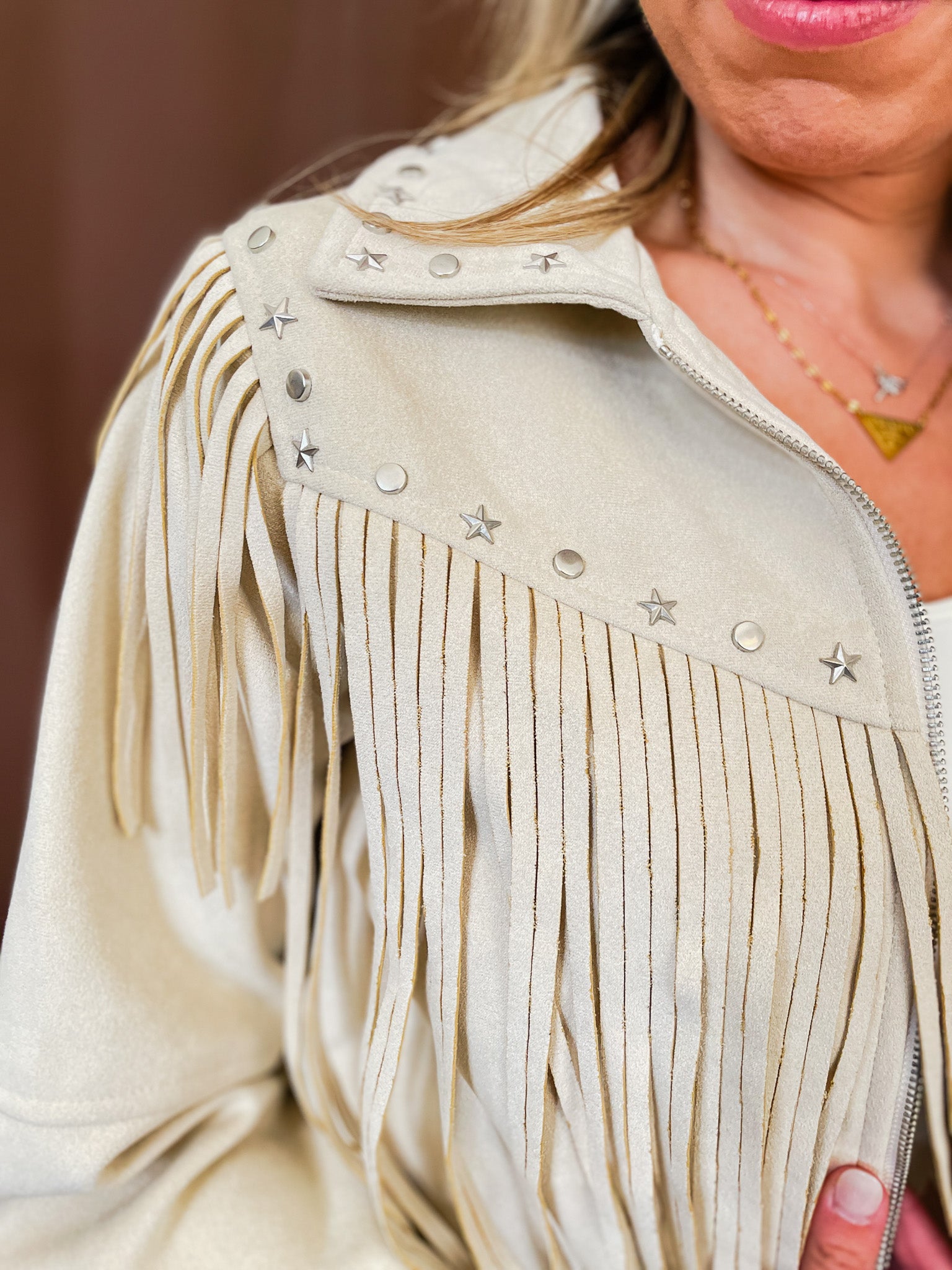 Stars And Studs Suede Jacket - Tucker Brown