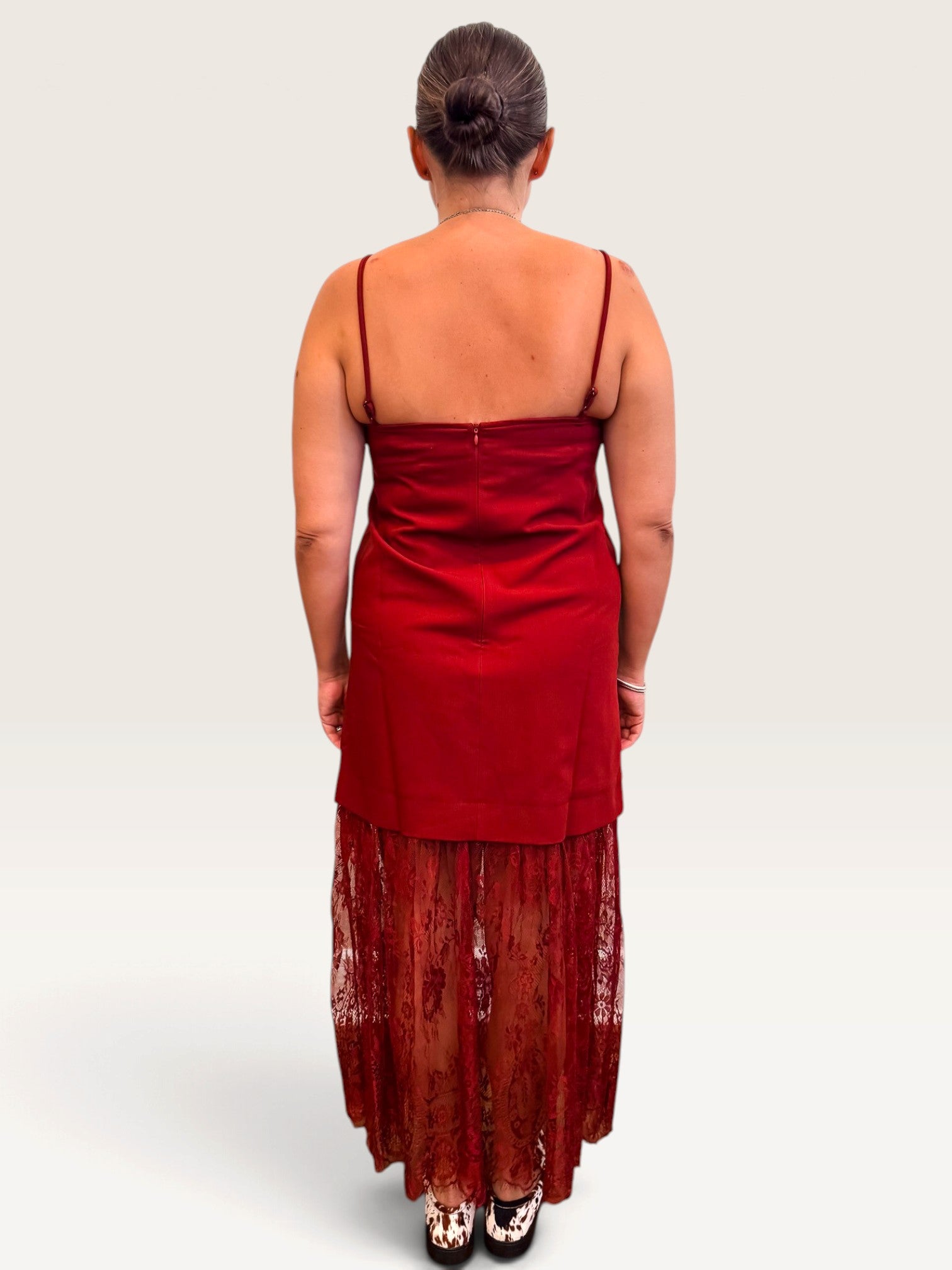 Lace Skirt Dress - Burgundy