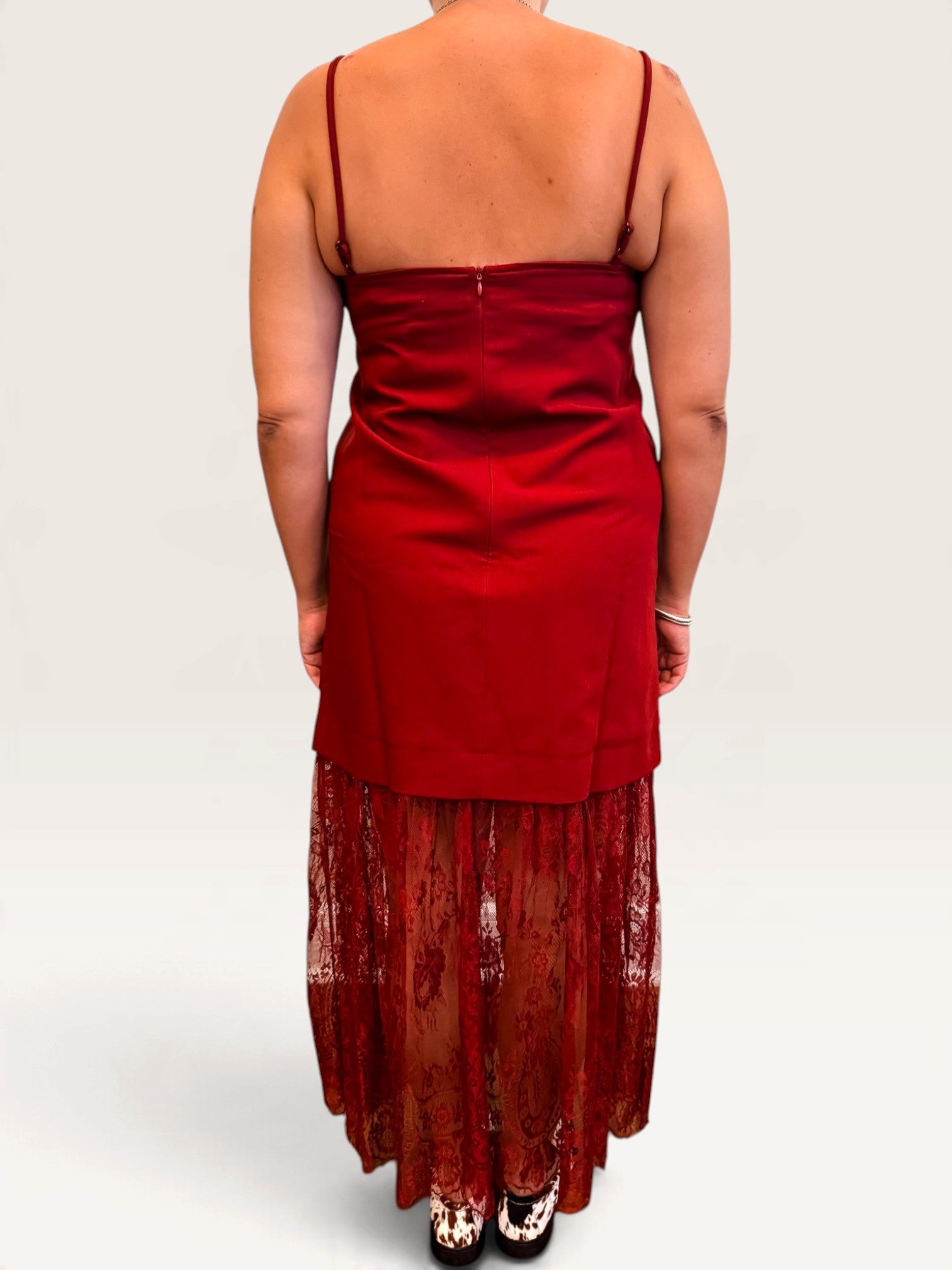 Lace Skirt Dress - Burgundy