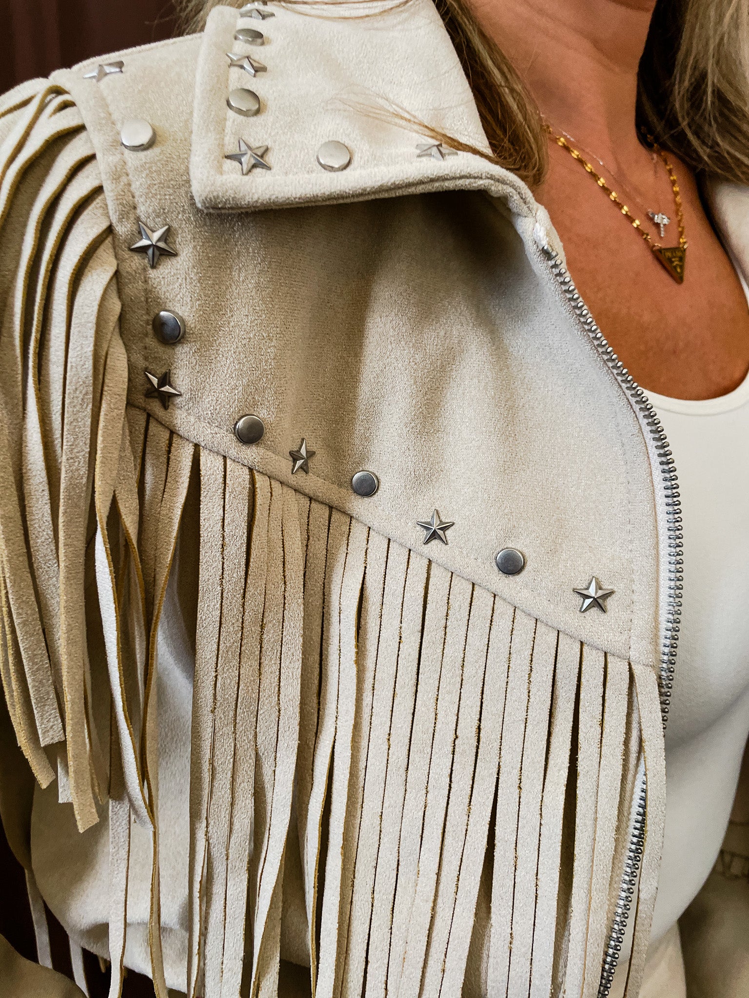 Stars And Studs Suede Jacket - Tucker Brown