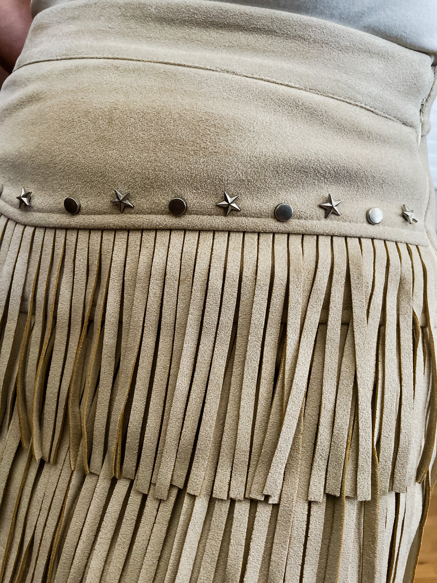 Stars And Studs Suede Mini Skirt - Tucker Brown