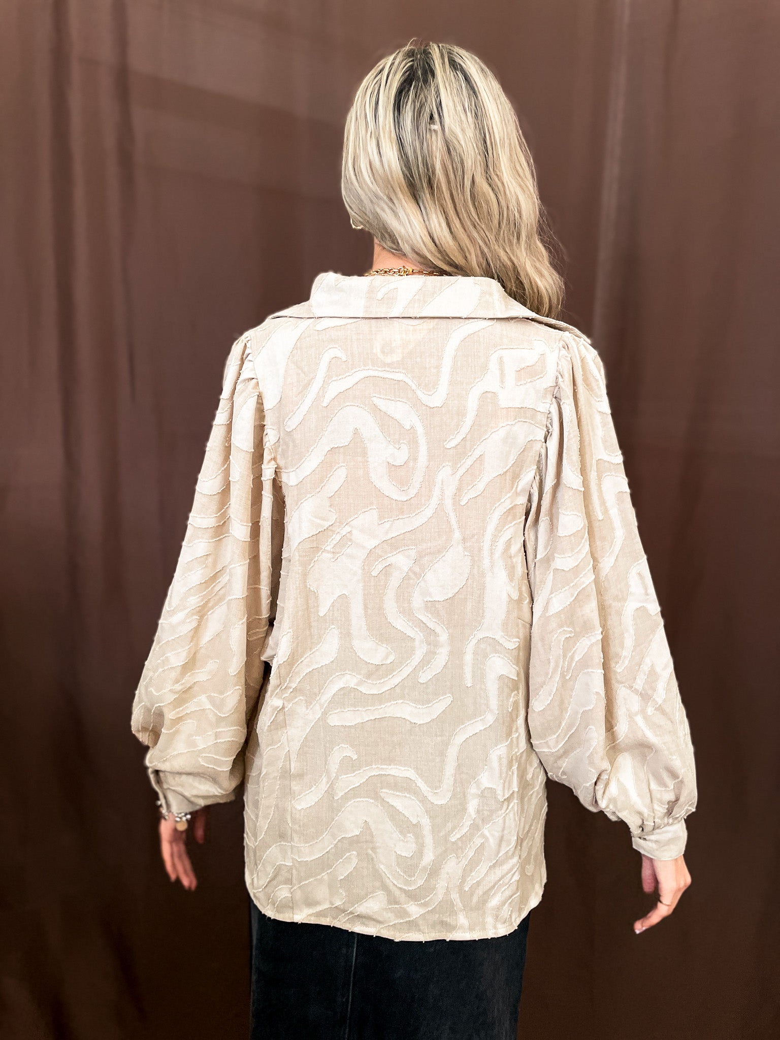 Popped Up Blouse - Tucker Brown