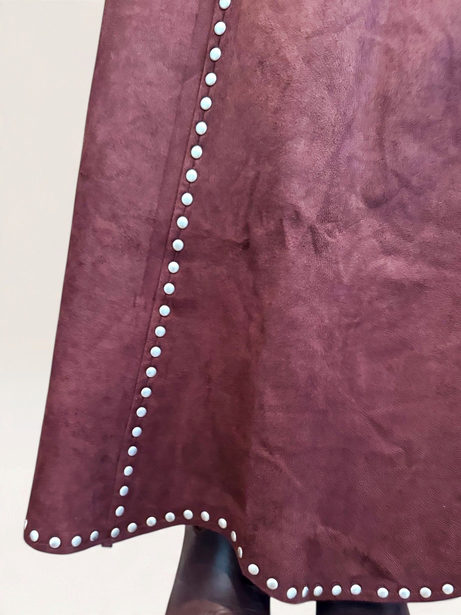 Suede Studded Maxi Skirt - Brown