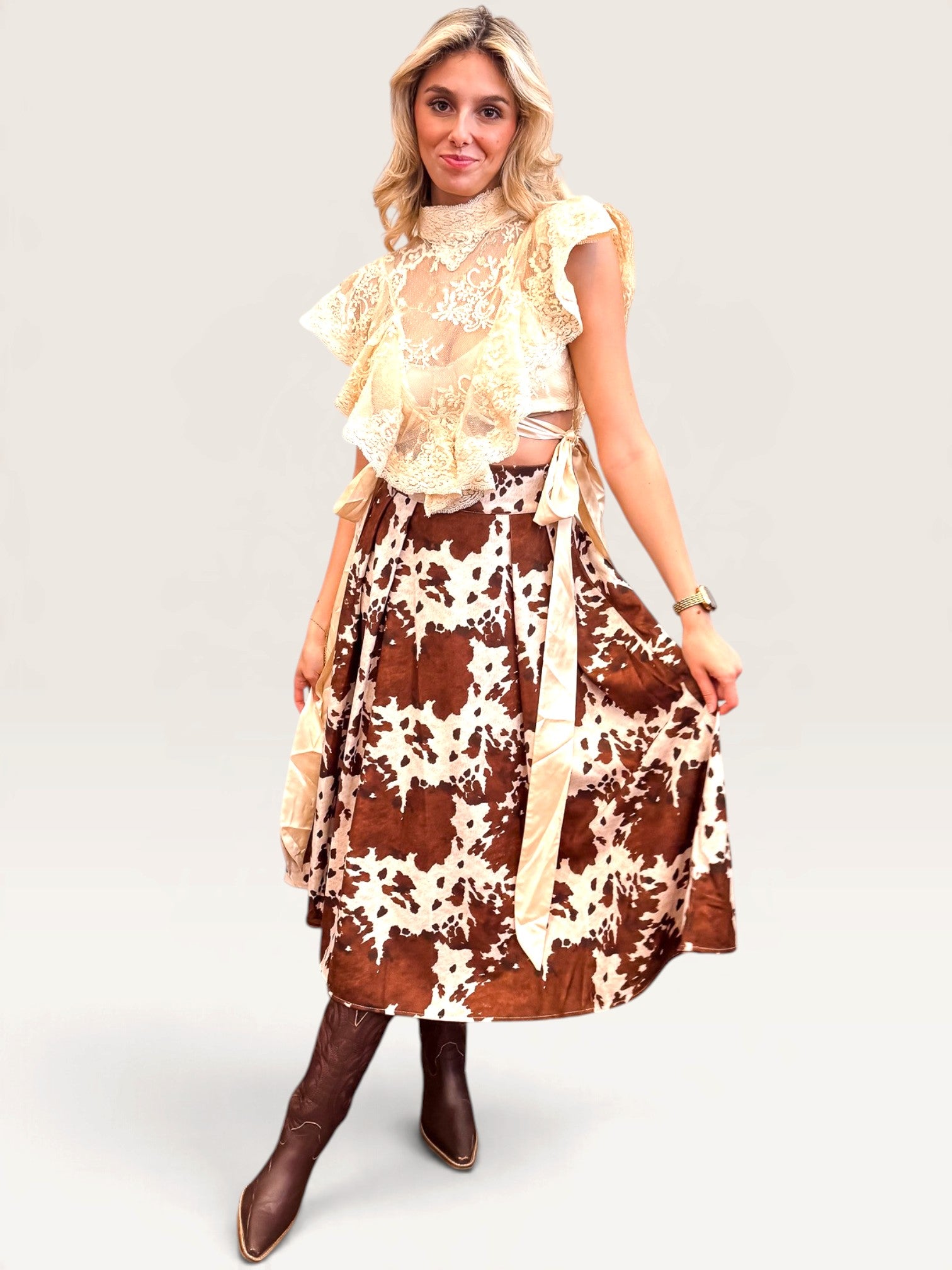 Cows Come Home Skirt - Brown