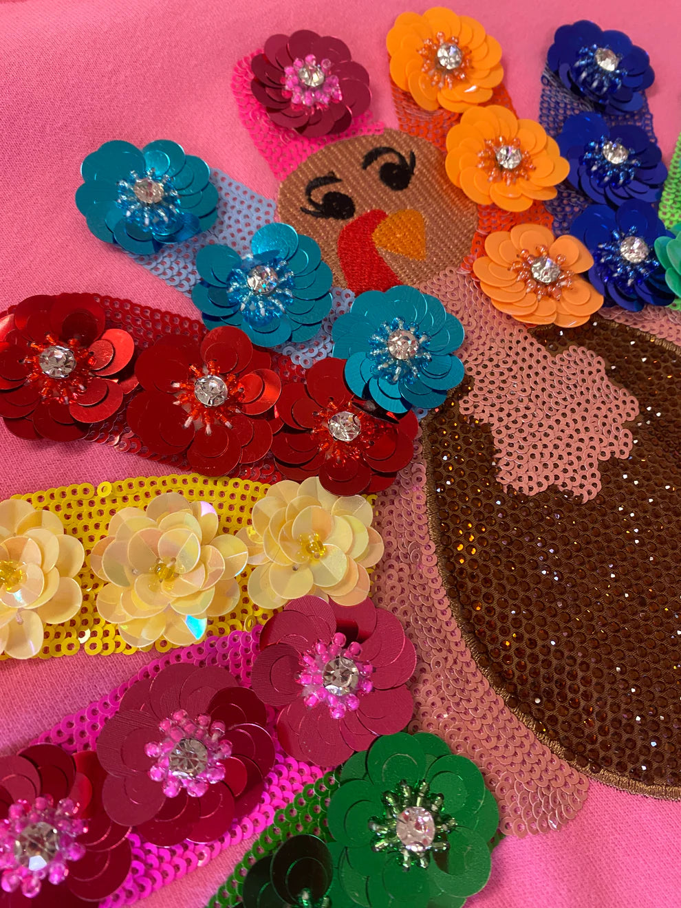 Queen Of Sparkles - Kids Rainbow Flower Turkey Sweatshirt