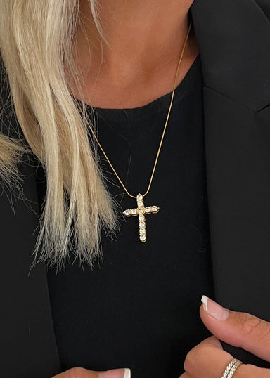 XL Diamond Cross Necklace - Tucker Brown
