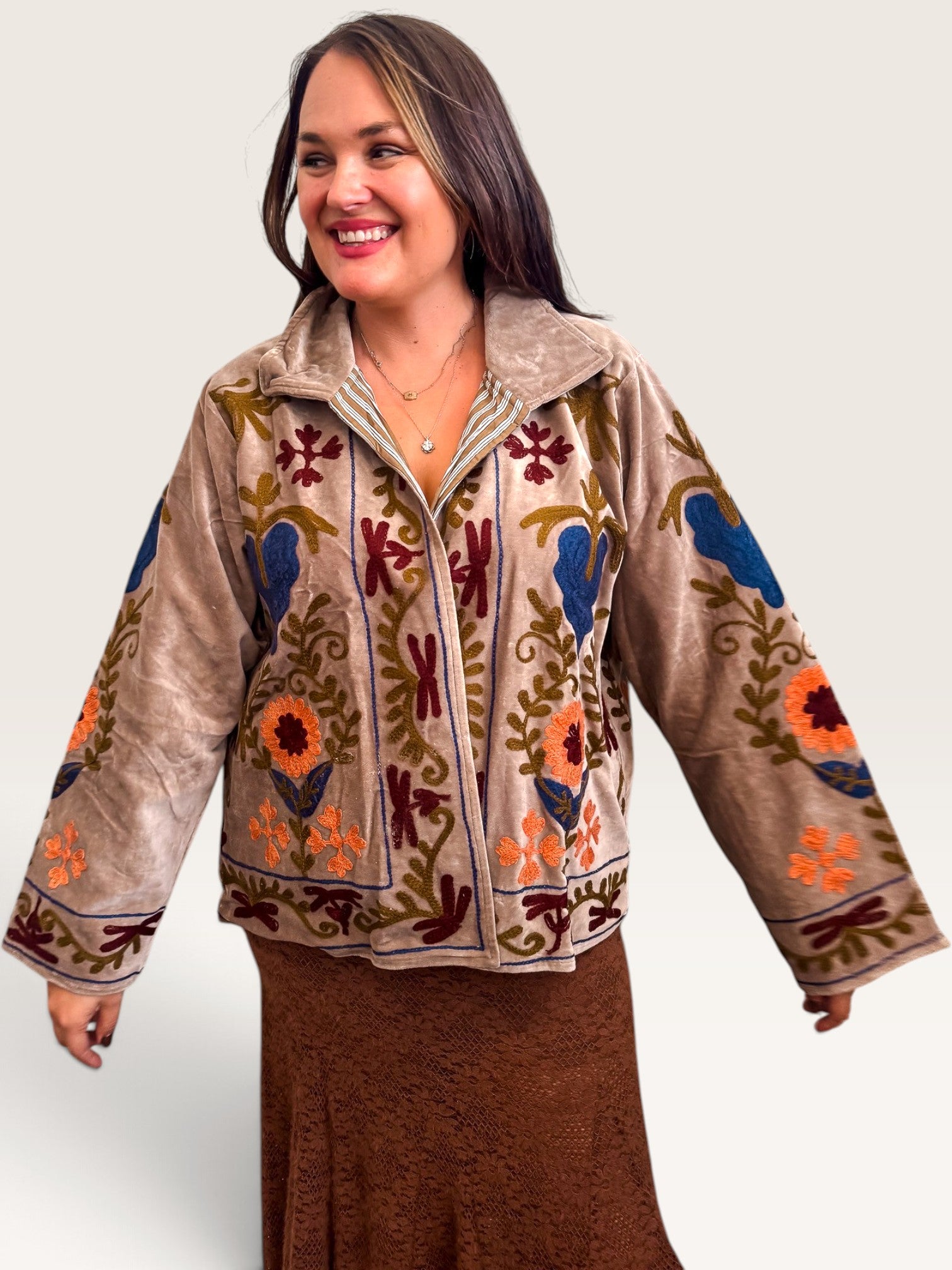 Velvet Vines Embroidered Jacket