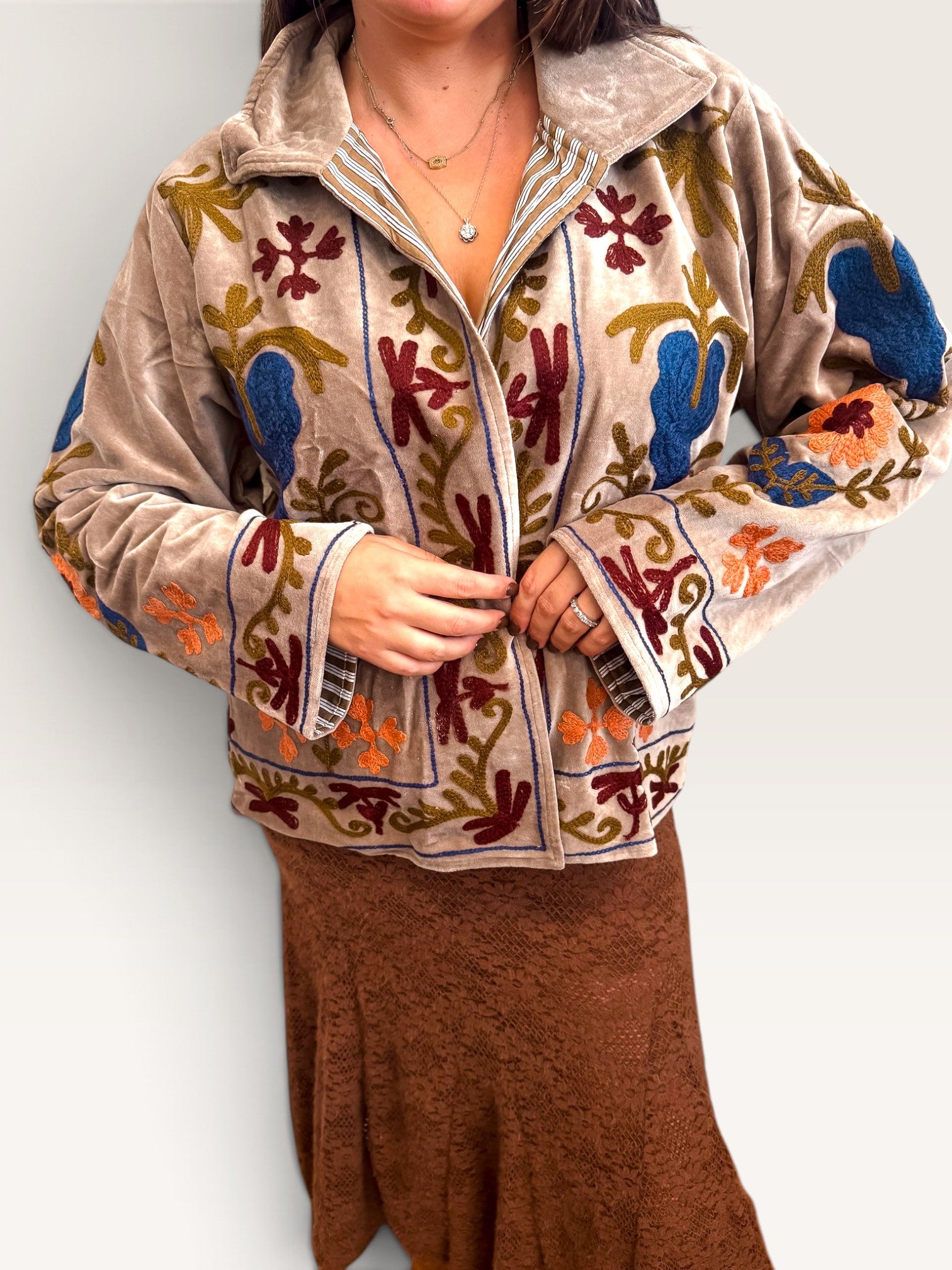 Velvet Vines Embroidered Jacket
