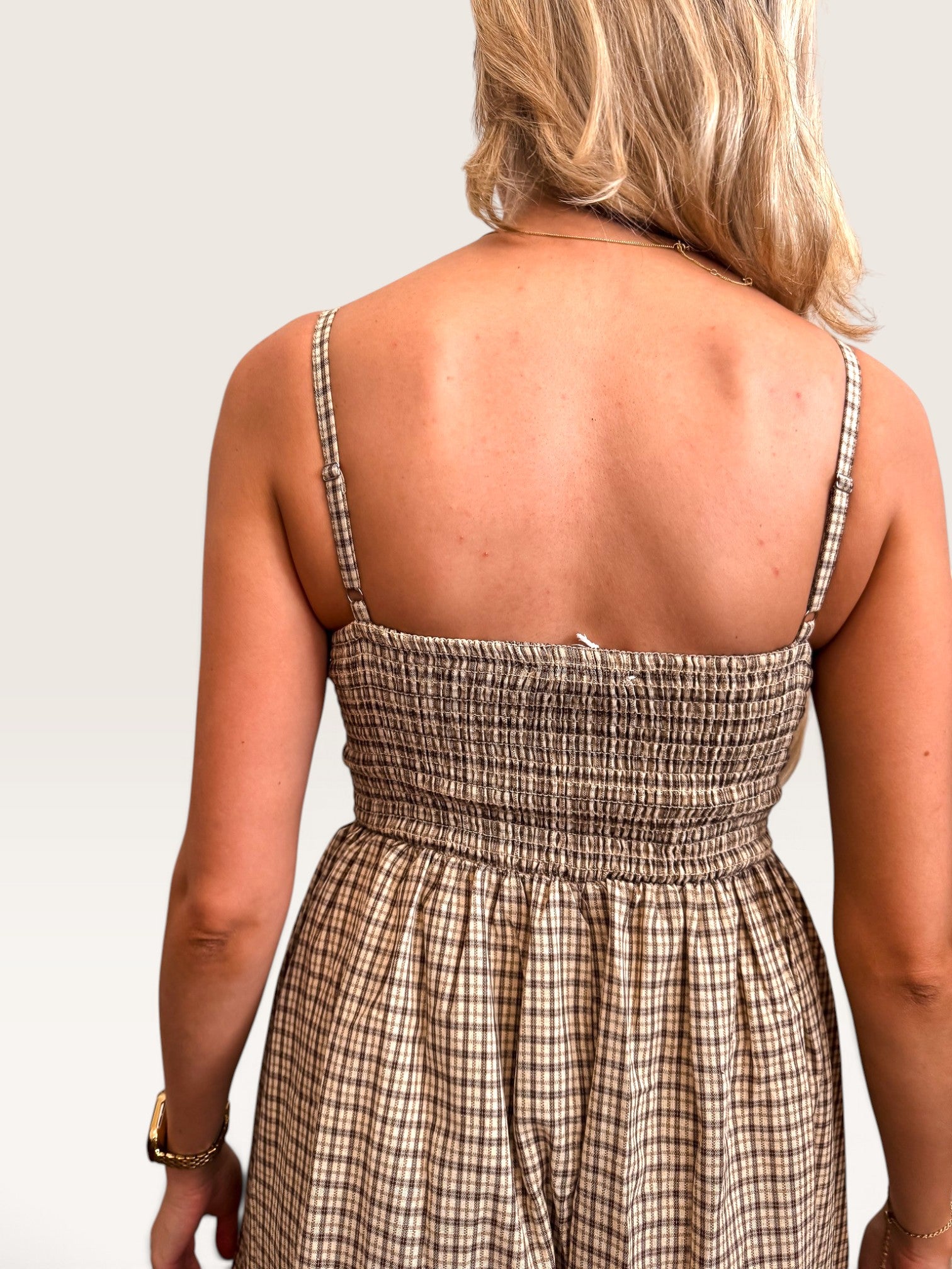 Embroidered Plaid Dress
