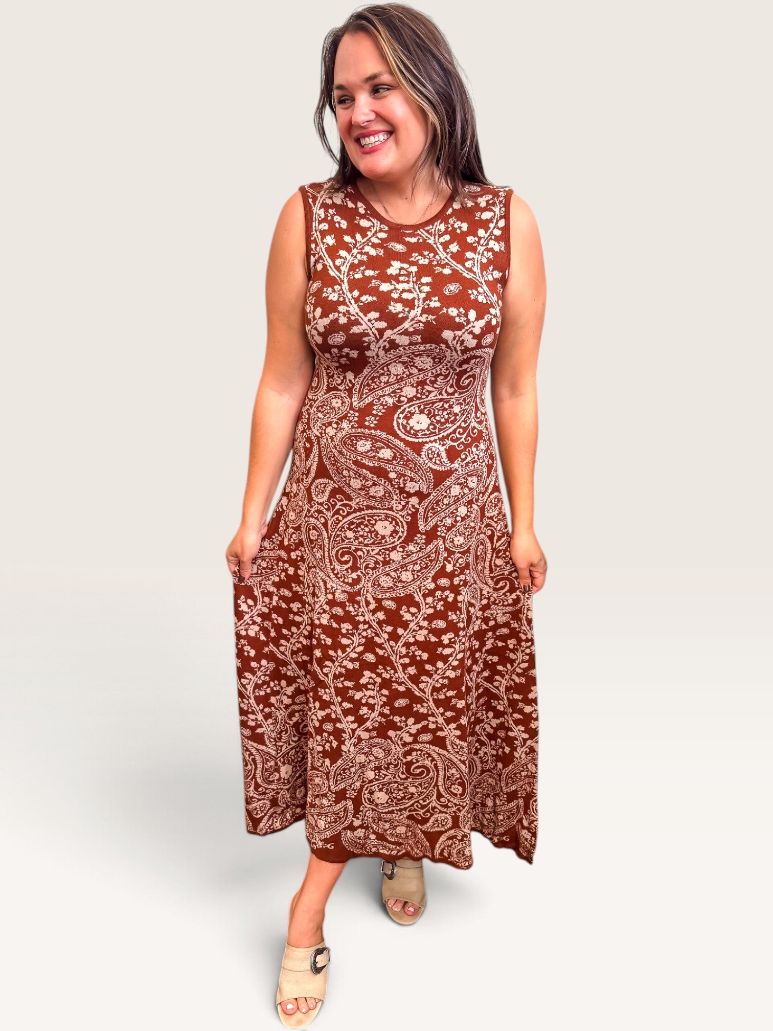 Floral Paisley Knit Dress