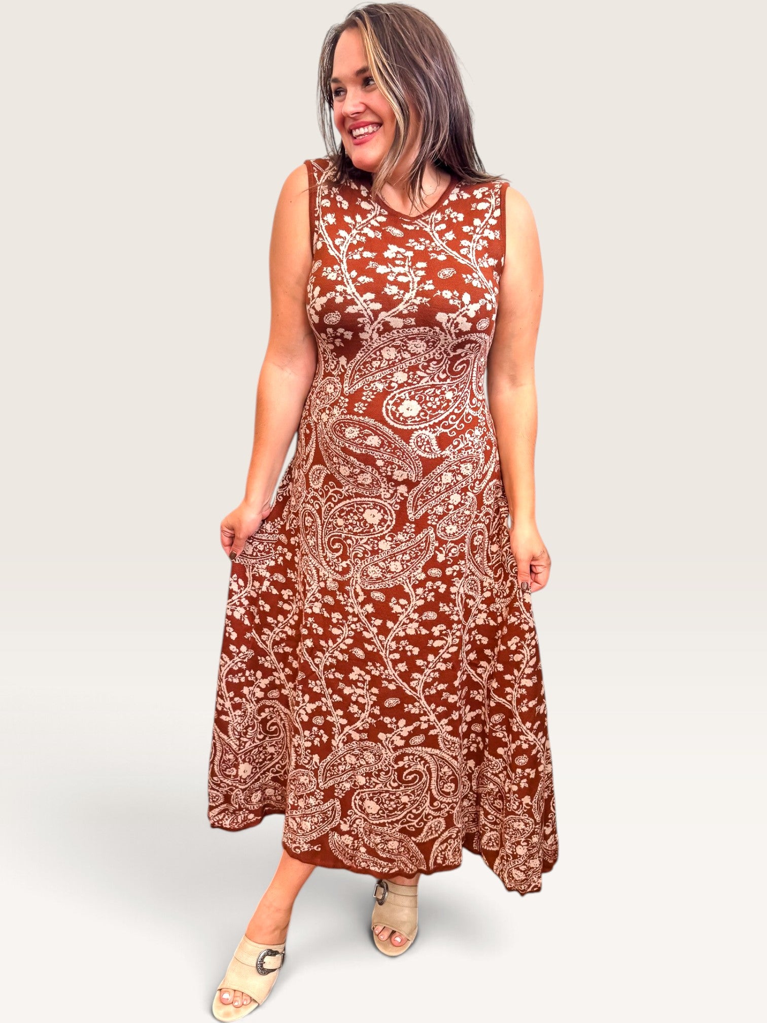 Floral Paisley Knit Dress