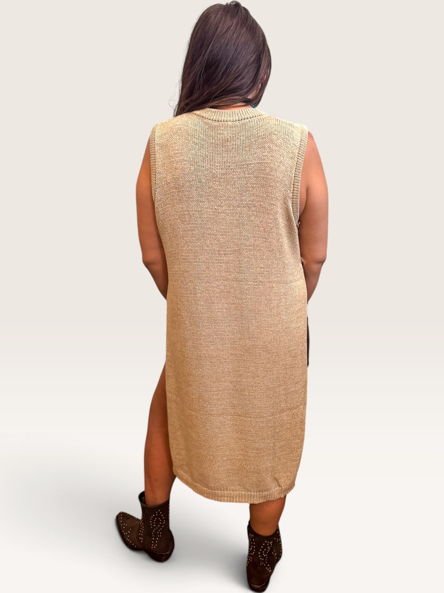 Sleeveless Side Button Duster Sweater
