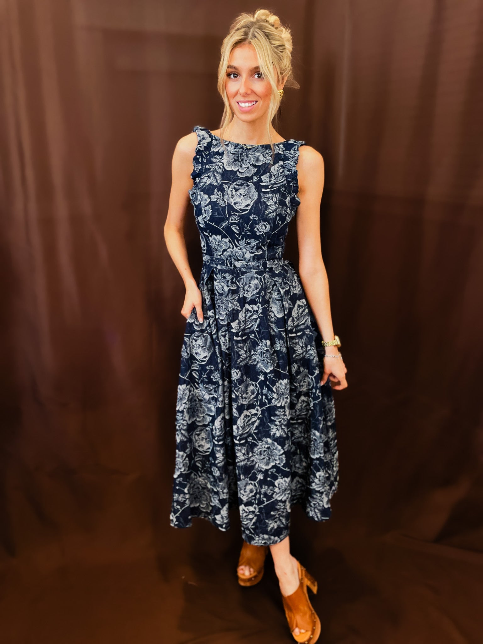 Jacquard Denim Dress