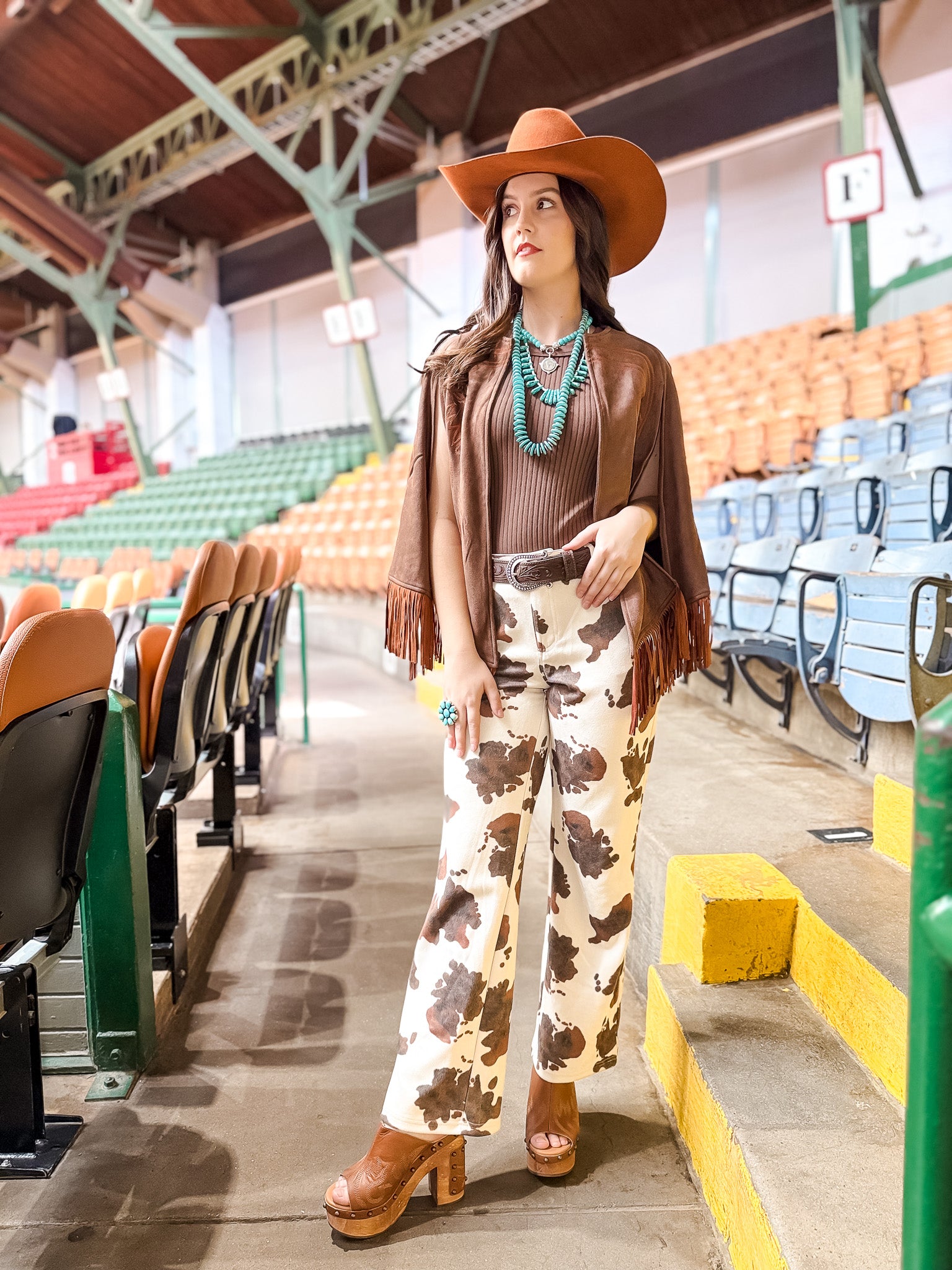 Boot Stitch Embroidered Cape - Brown