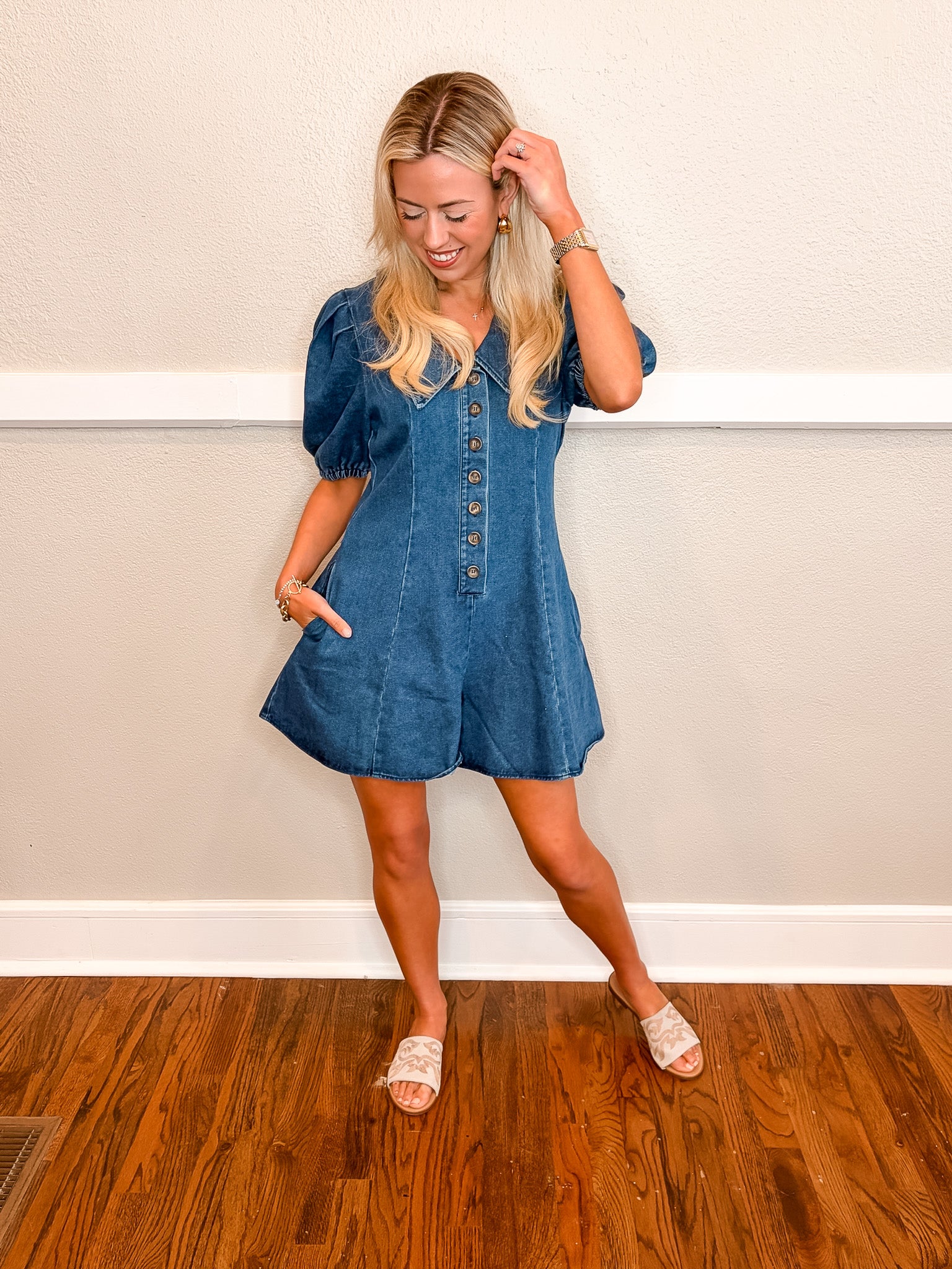 Powder Puff Denim Romper
